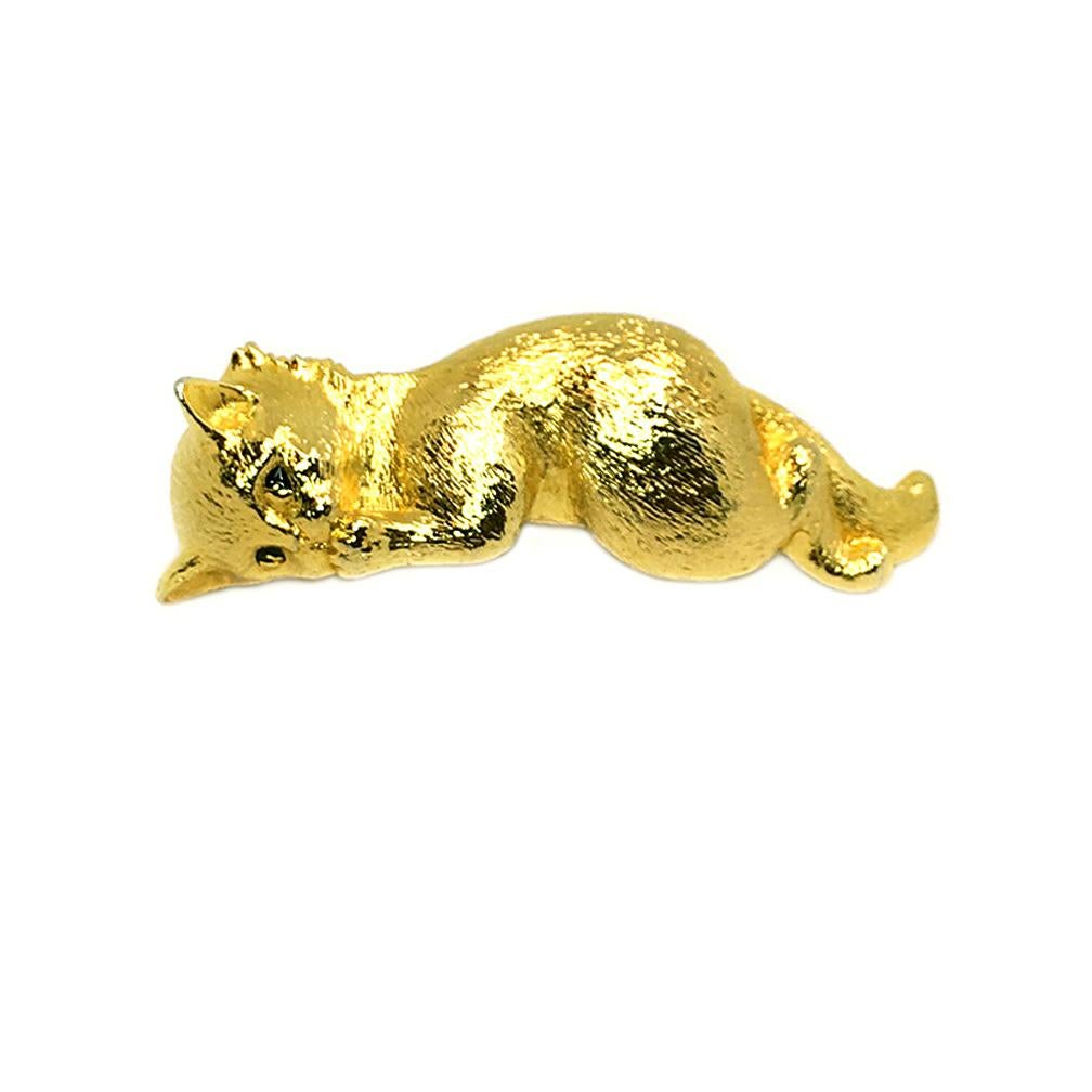 Piscitelli Gold-tone Metal Kitten Shoulder Pin In Good Condition In Atlanta, GA