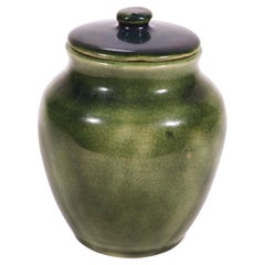 Tarro de jengibre con tapa Pisgah Forest, Art Studio Pottery de Carolina del Norte, años 30