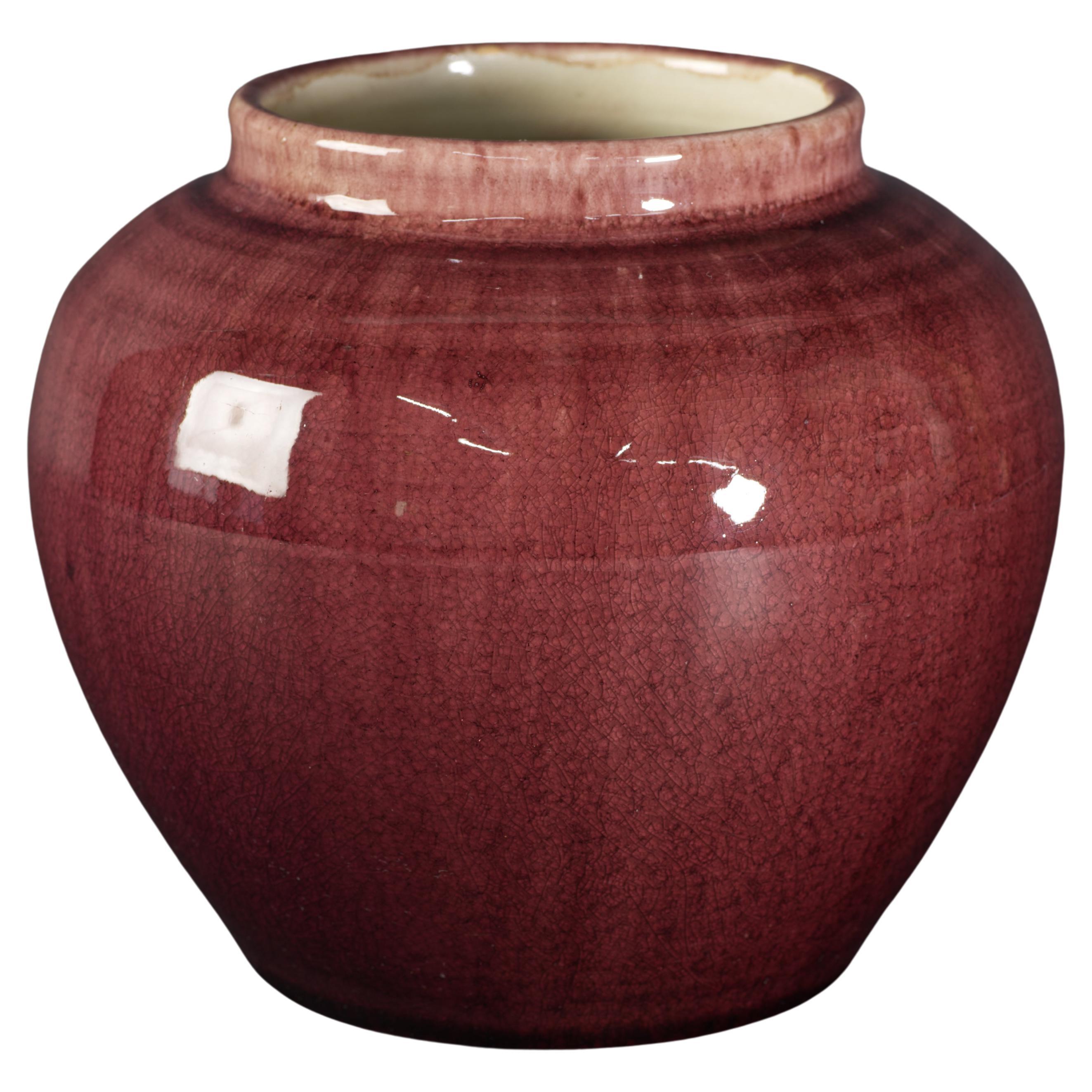 Pisgah Forest Oxblood Ombre Vase, North Carolina Art Studio Pottery, 1939 For Sale