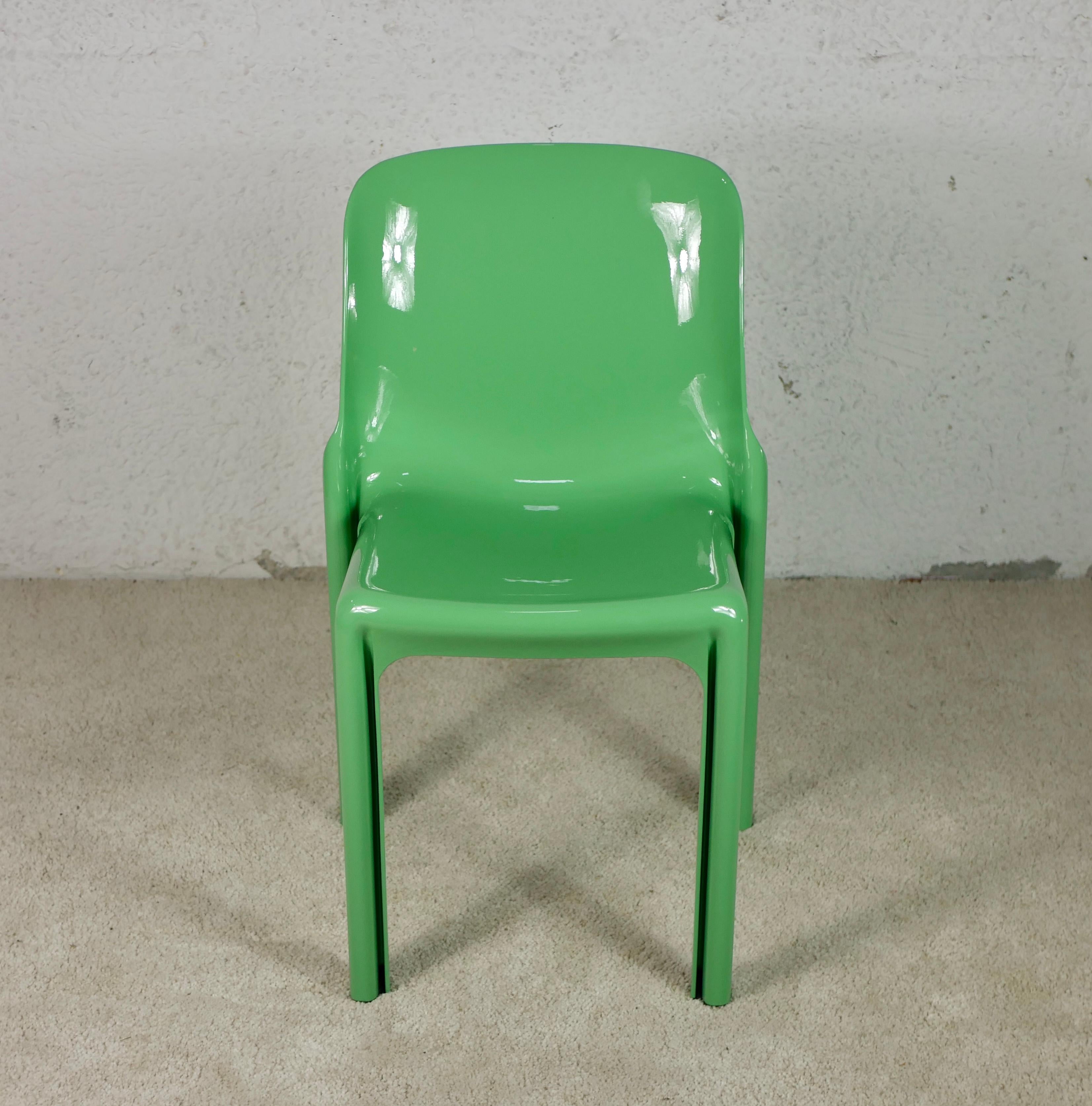 Italian Pistacchio Green Selene Chairs by Vico Magistretti for Artemide