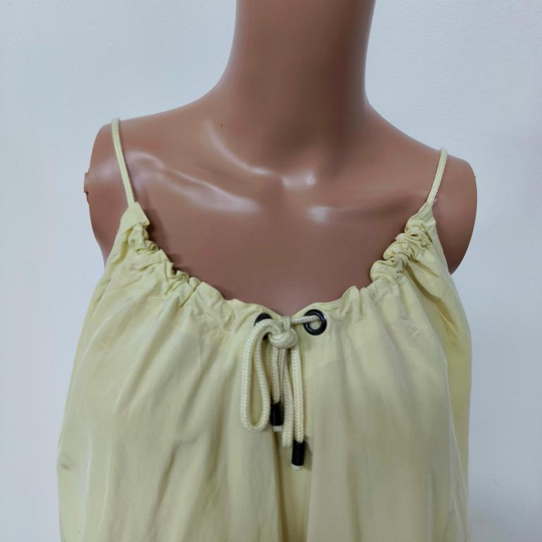 Pistachio Draw-String Slip Dress with Ruffled Hem, Italy c. 2000s in vendita 5