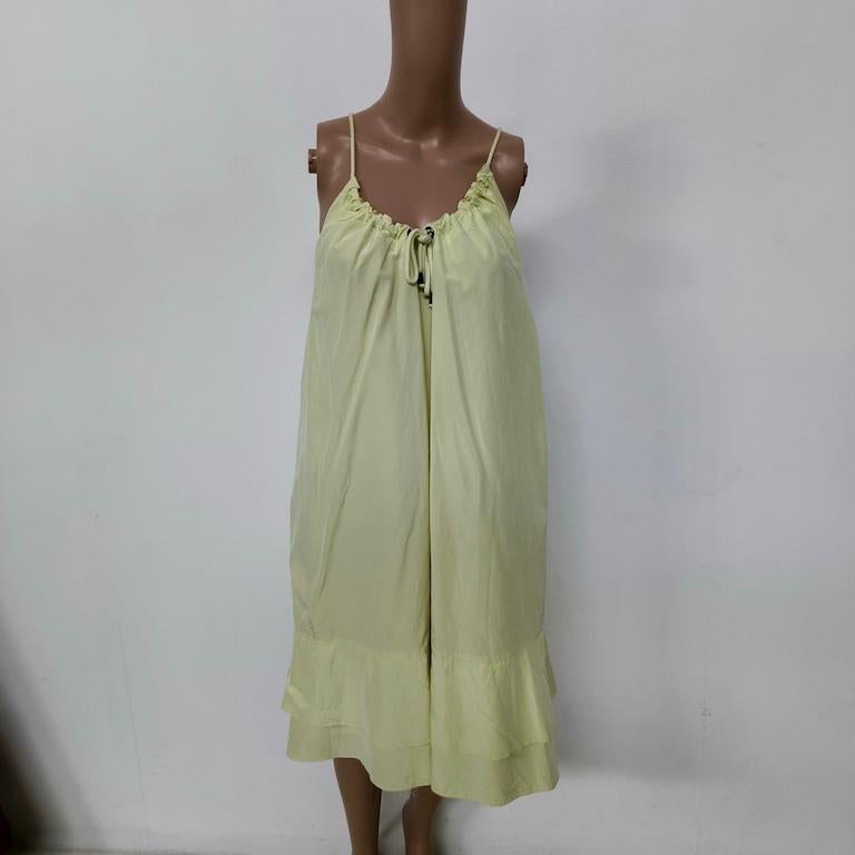 Pistachio Draw-String Slip Dress with Ruffled Hem, Italy c. 2000s in vendita 6