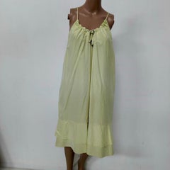 Pistachio Draw-String Slip Dress with Ruffled Hem, Italy c. 2000s