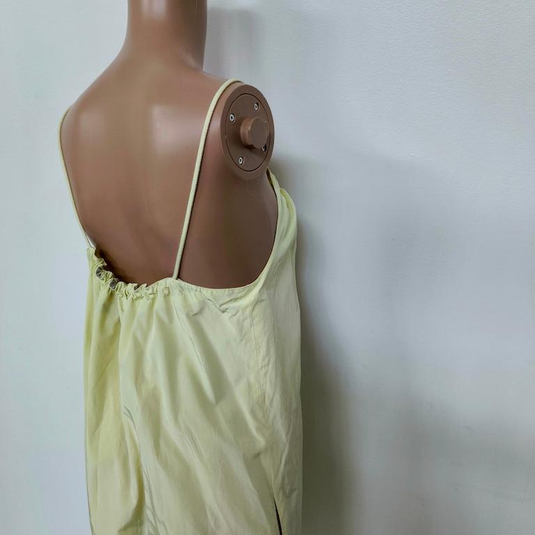 Pistachio Draw-String Slip Dress with Ruffled Hem, Italy c. 2000s In condizioni ottime in vendita a Milano, IT