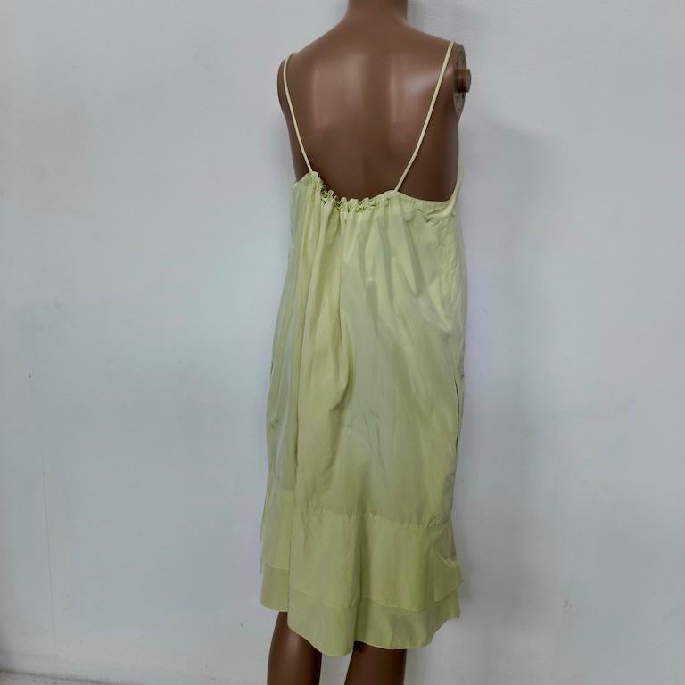Pistachio Draw-String Slip Dress with Ruffled Hem, Italy c. 2000s in vendita 1