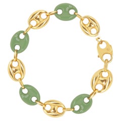 Pistachio Green Enamel Large Mariner Bracelet 14k Yellow Gold