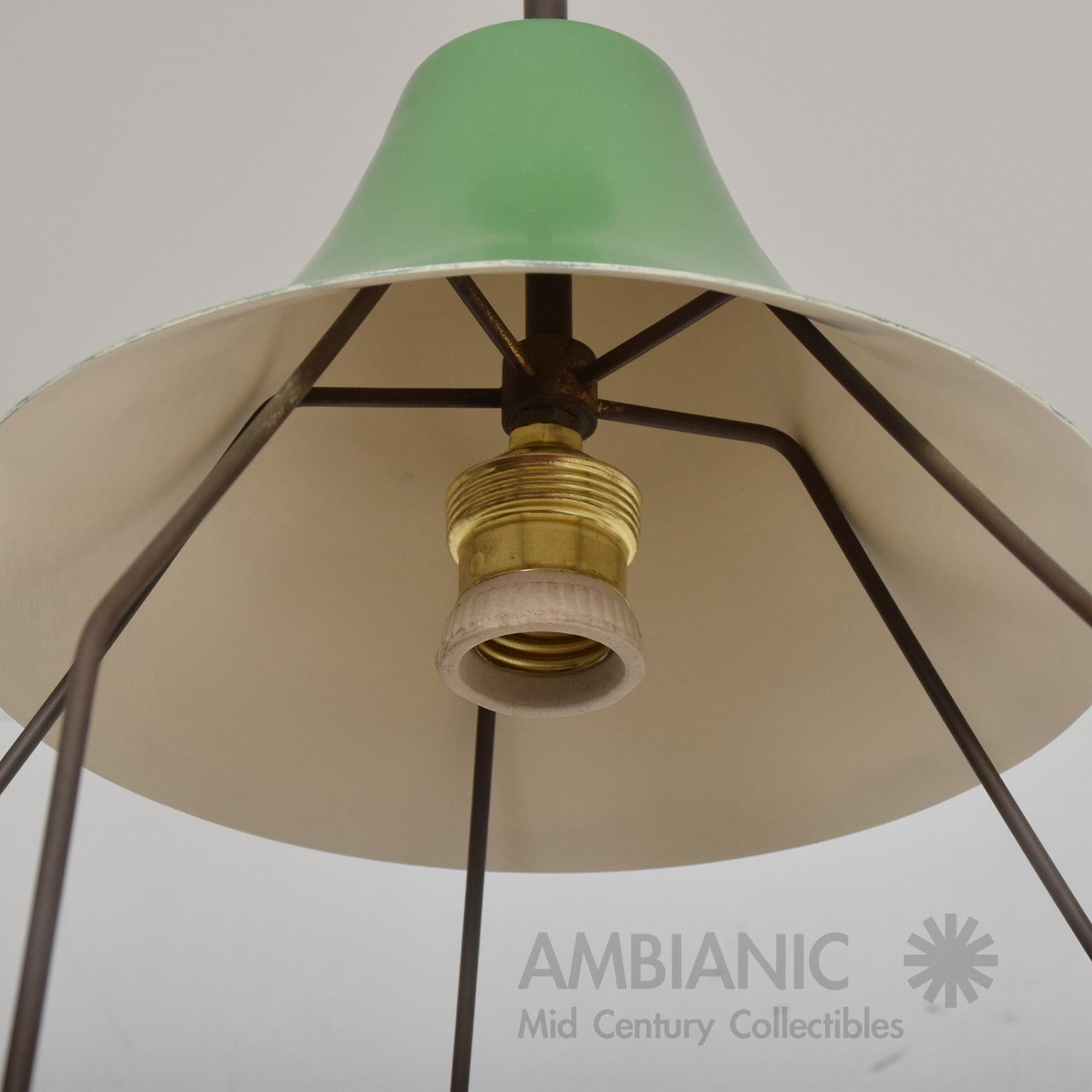 Pistachio Green Tiered Italian Chandelier Lamp Mid-Century Modern, Italy, 1950s 2