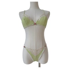 D&G Vintage Pistachio Lace Bralette and Thong Set by Dolce & Gabbana