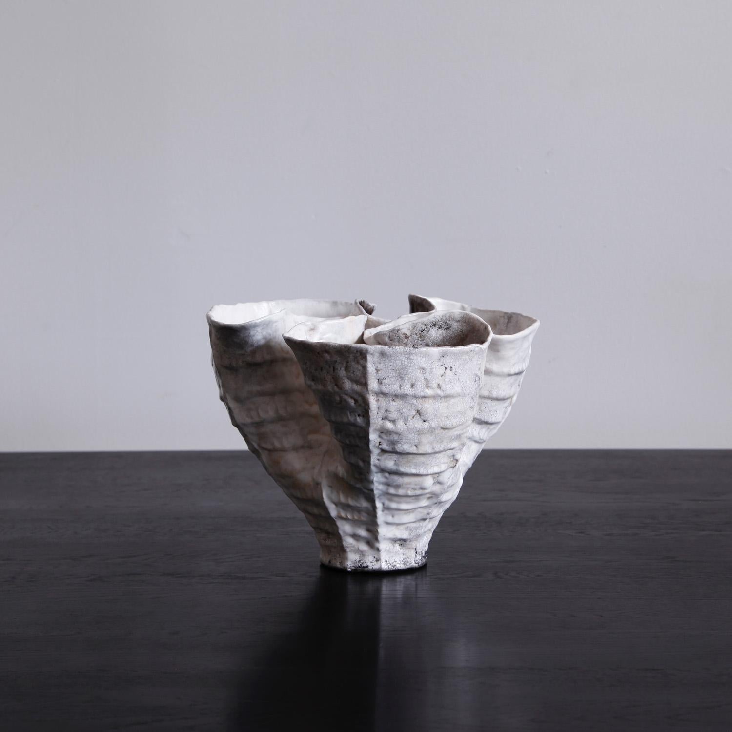 Glazed Pit-Fired Biomorphic Stoneware Vessel by Ceramicist Young Mi Kim For Sale