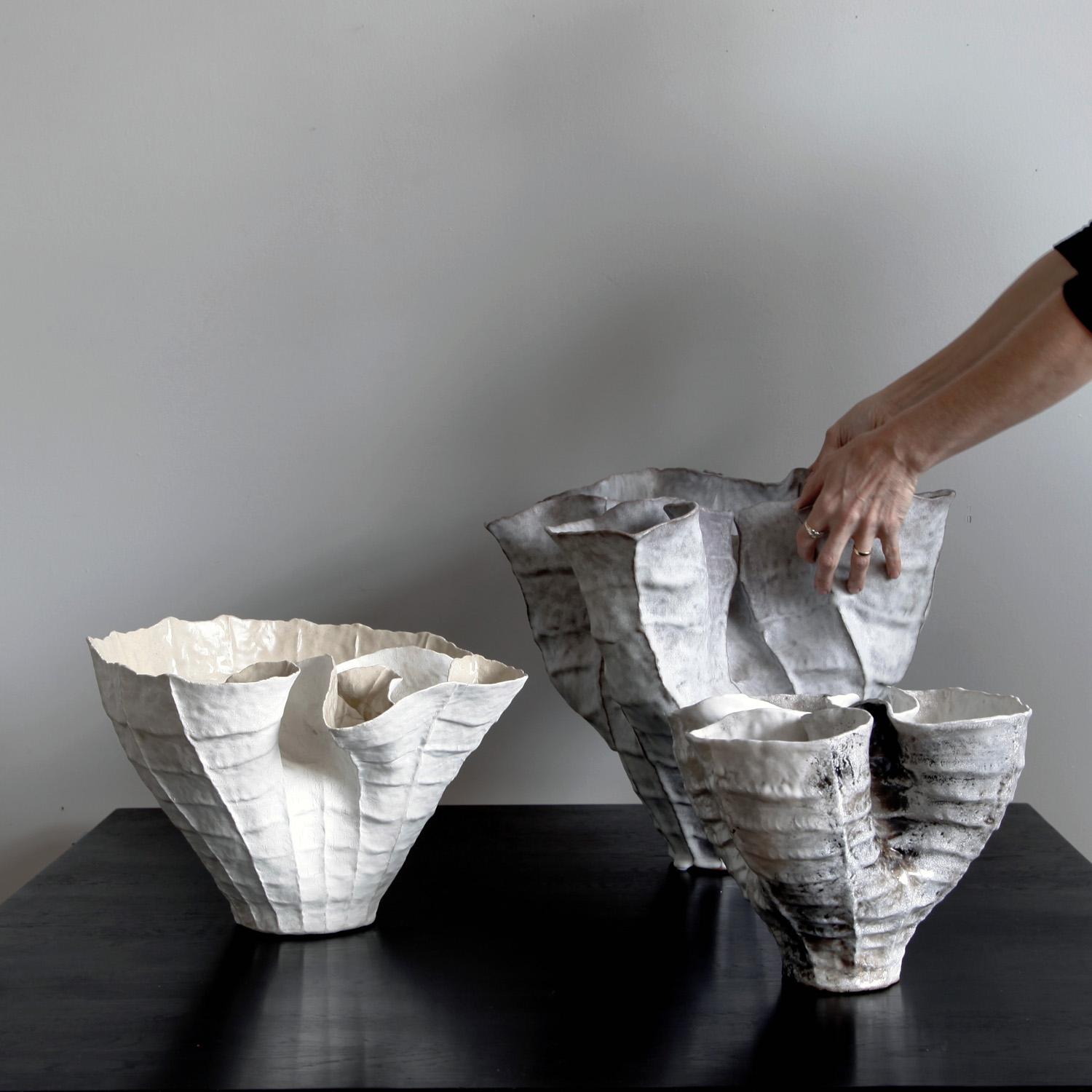 Contemporary Pit-Fired Biomorphic Stoneware Vessel by Ceramicist Young Mi Kim For Sale