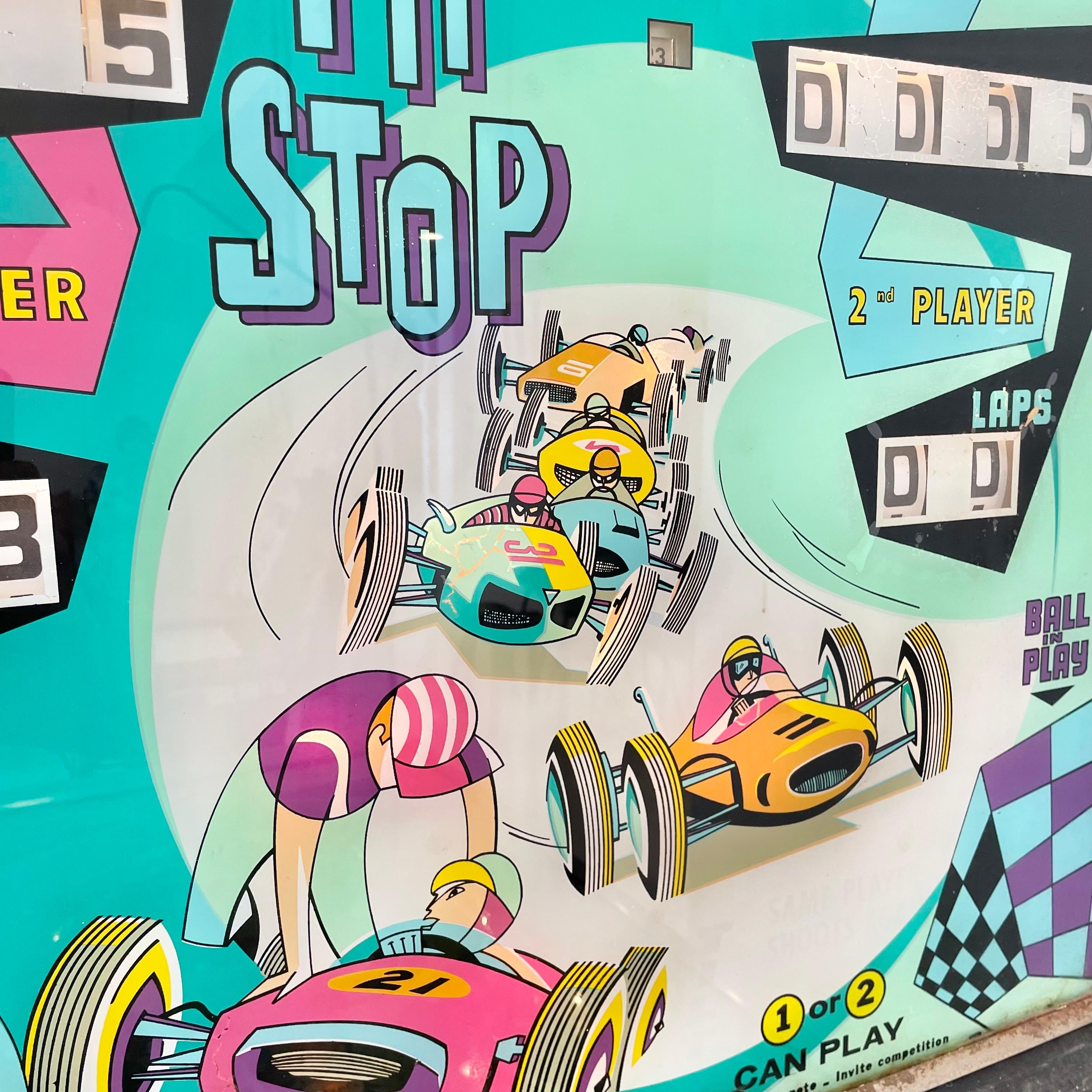 Metal Pit Stop Pinball Arcade Game, 1968 USA