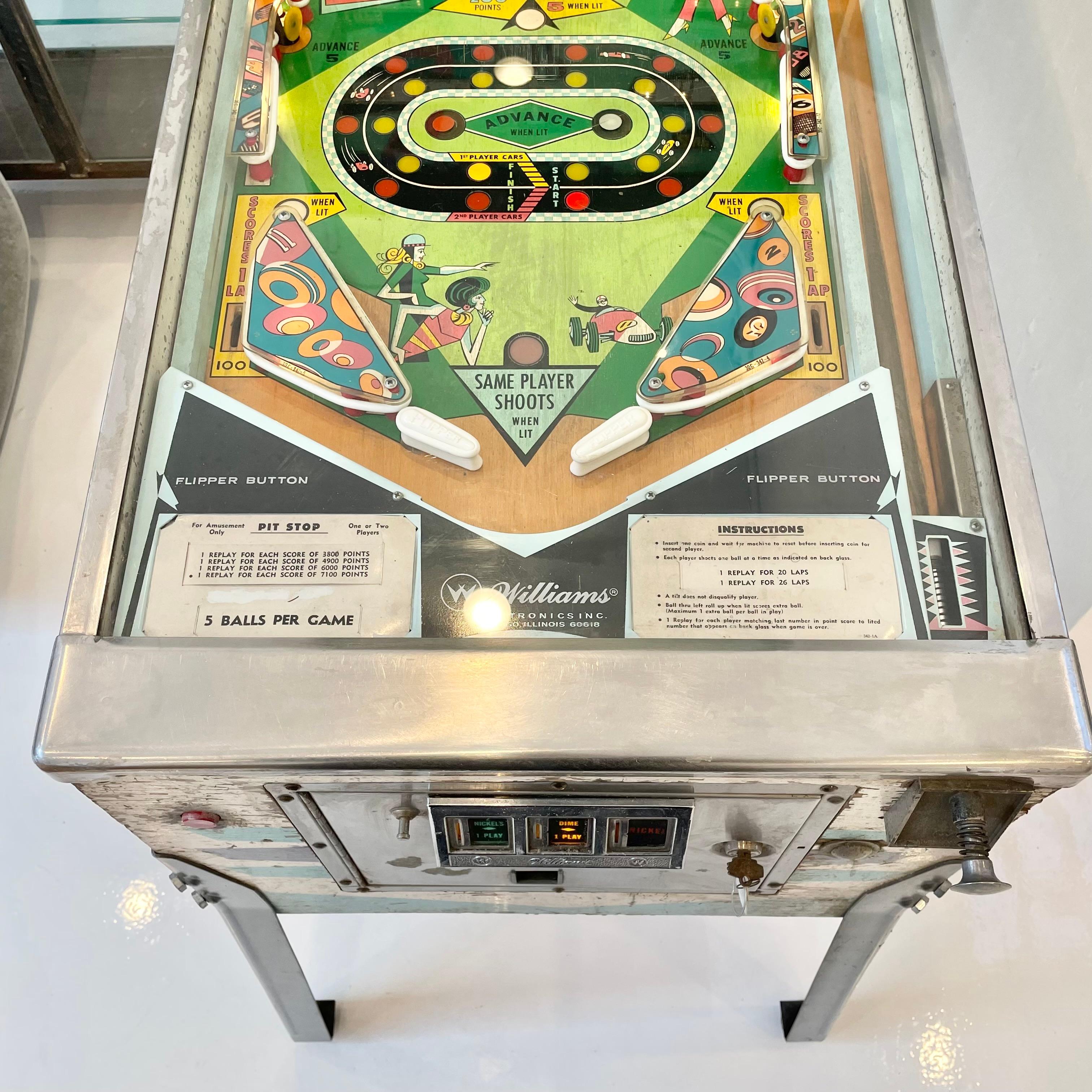 Hand-Painted Pit Stop Pinball Arcade Game, 1968 USA