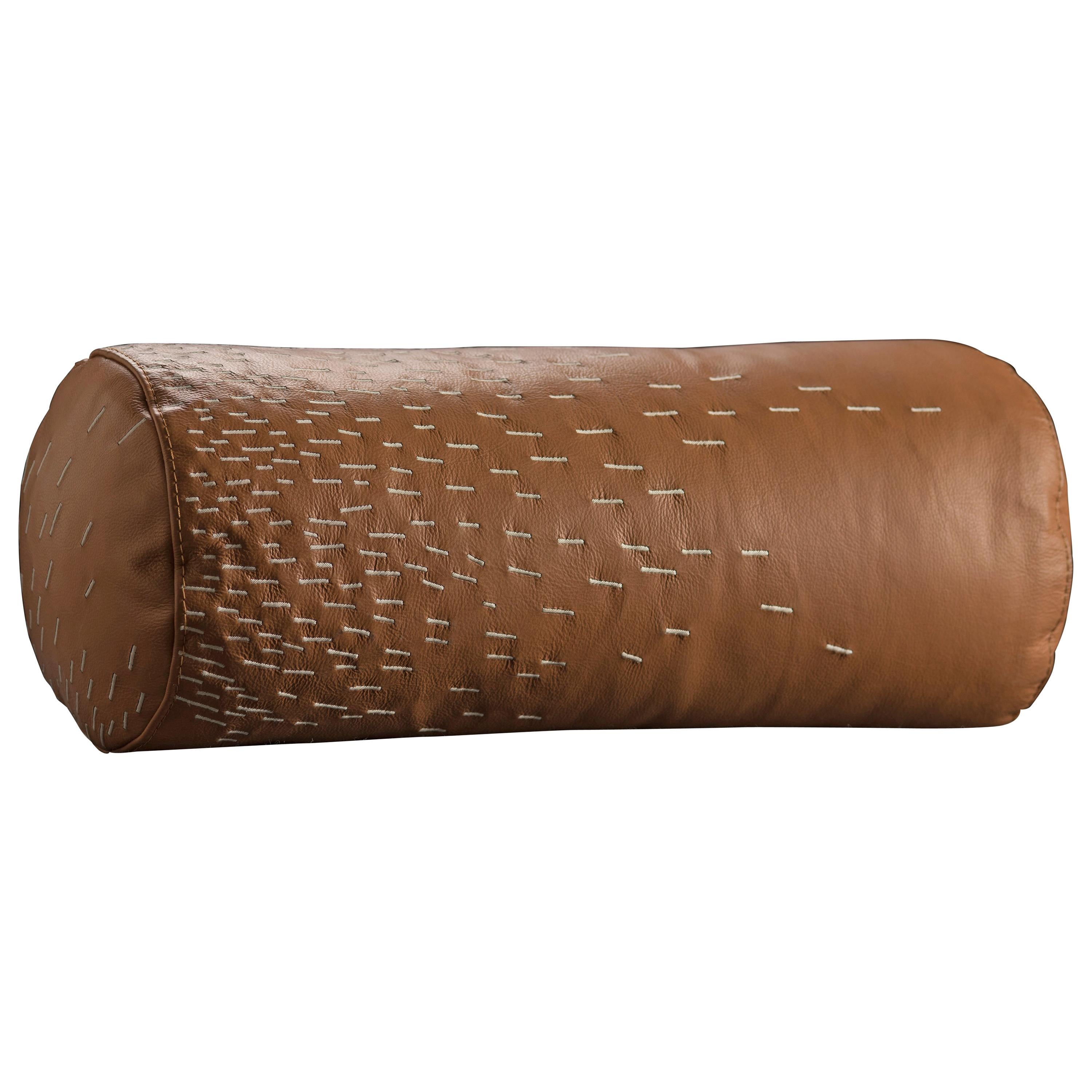 Pita Cylinder Cushion, Cayenne Leather For Sale
