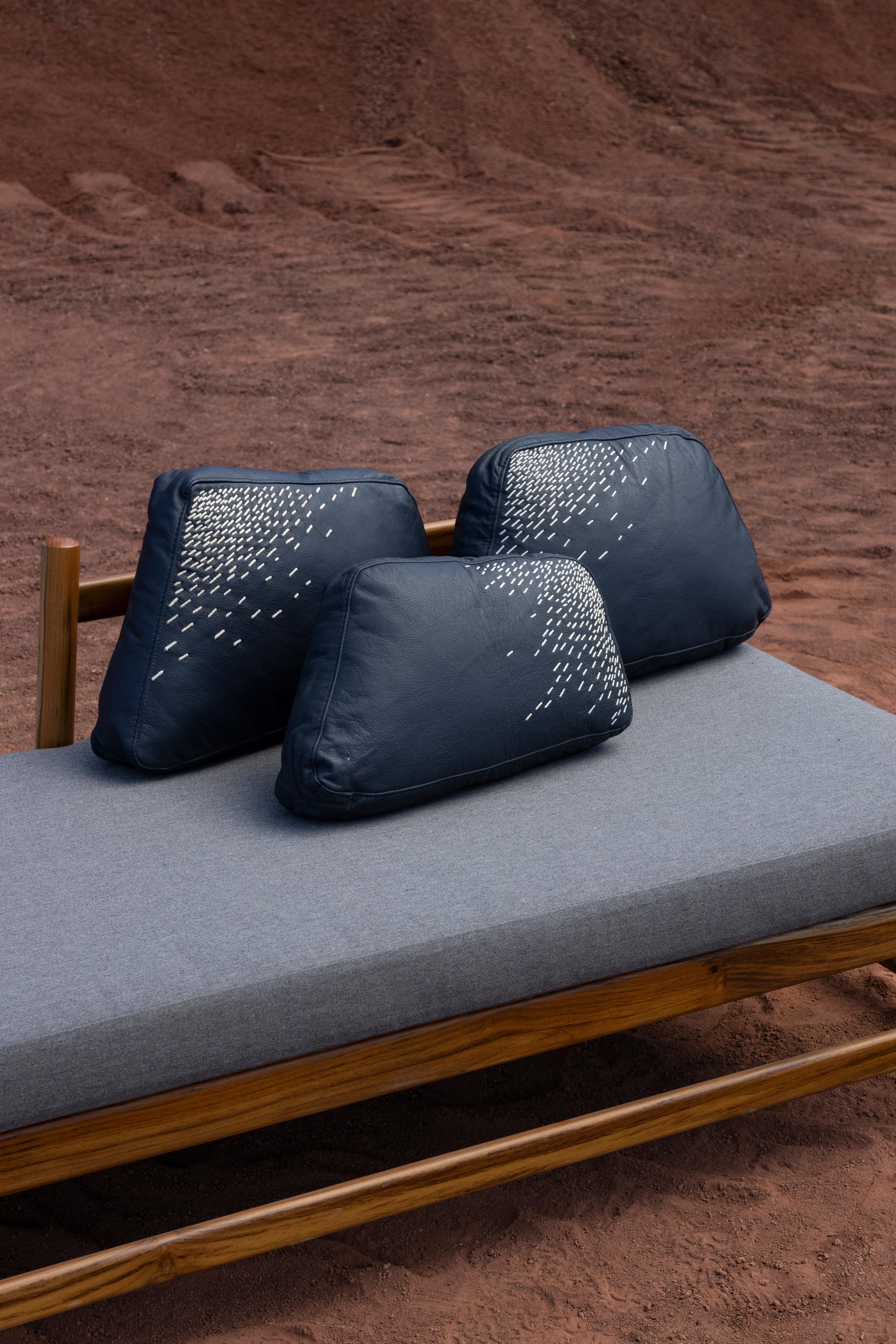 Pita Cushion Medium, Navy Blue Leather For Sale 2