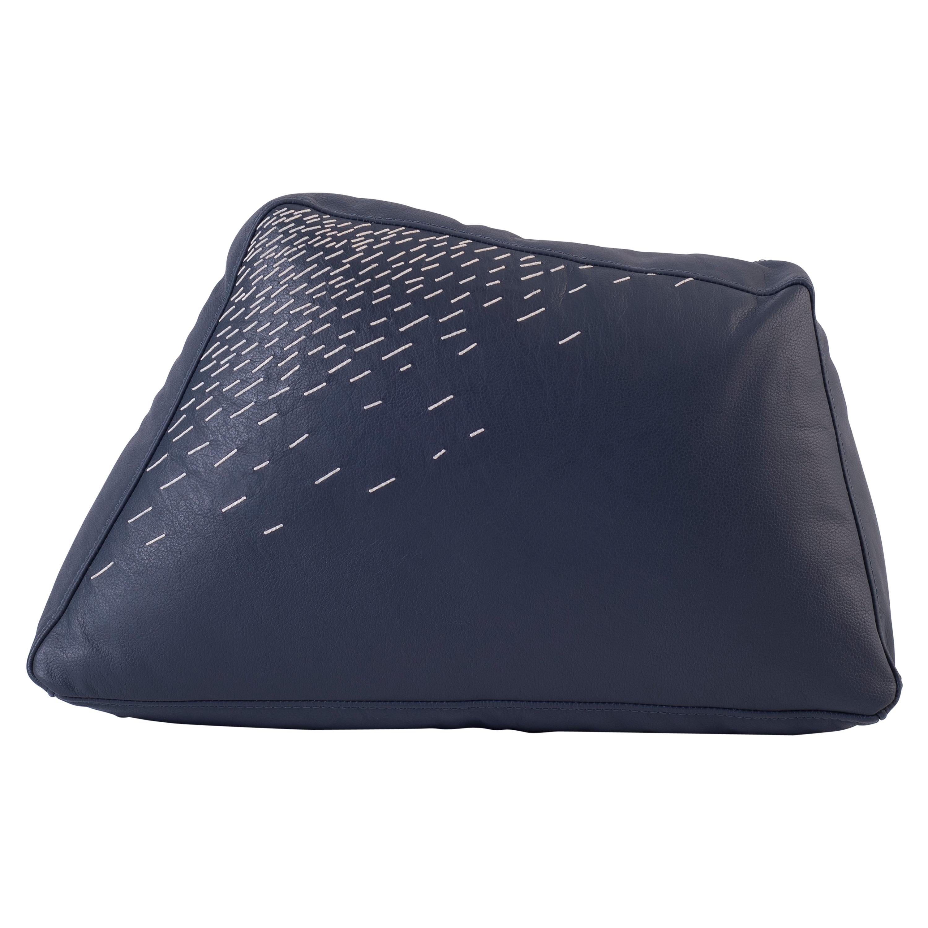 Pita Cushion Medium, Navy Blue Leather For Sale