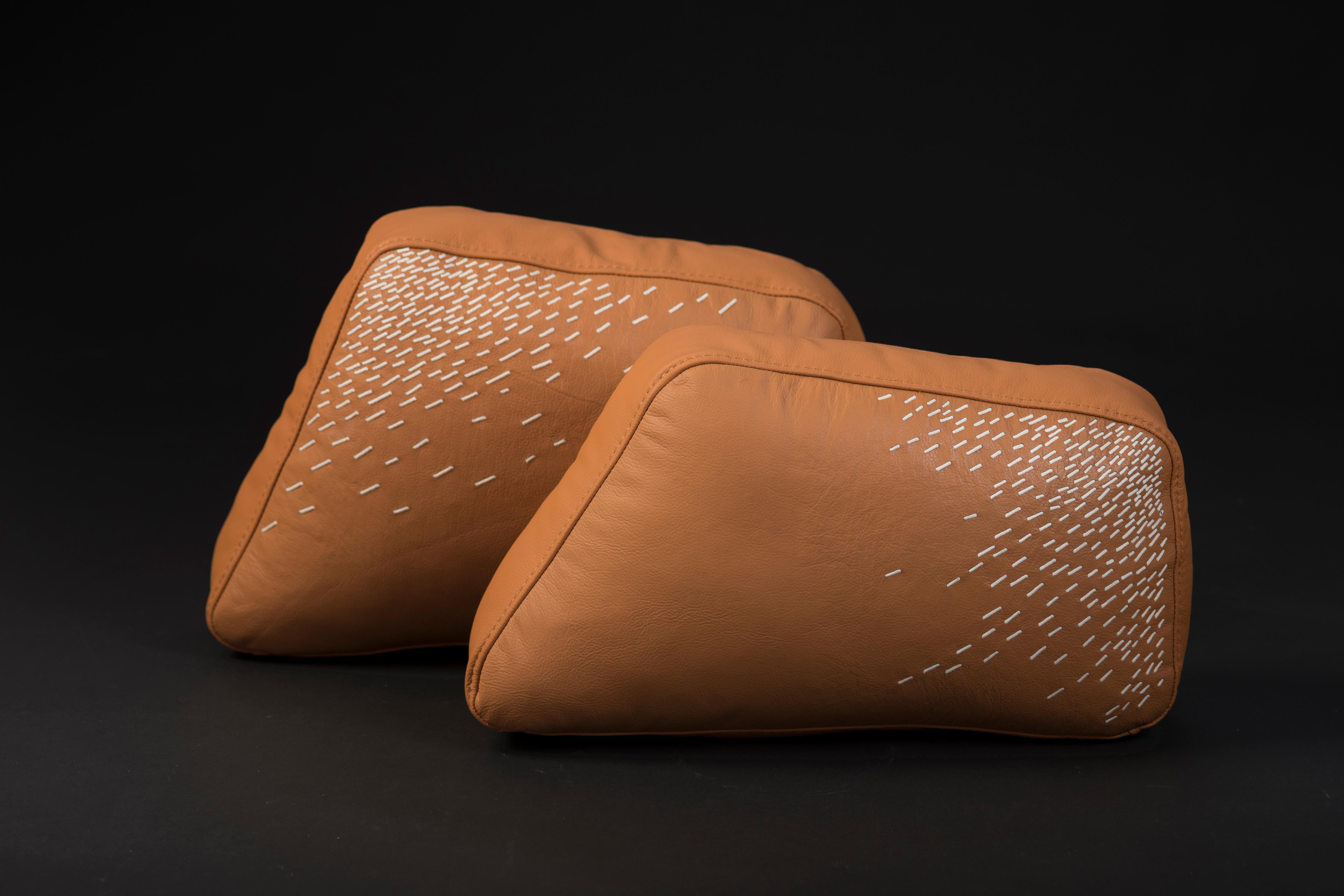 Embroidered Pita Cushion Medium, Cayenne Leather For Sale