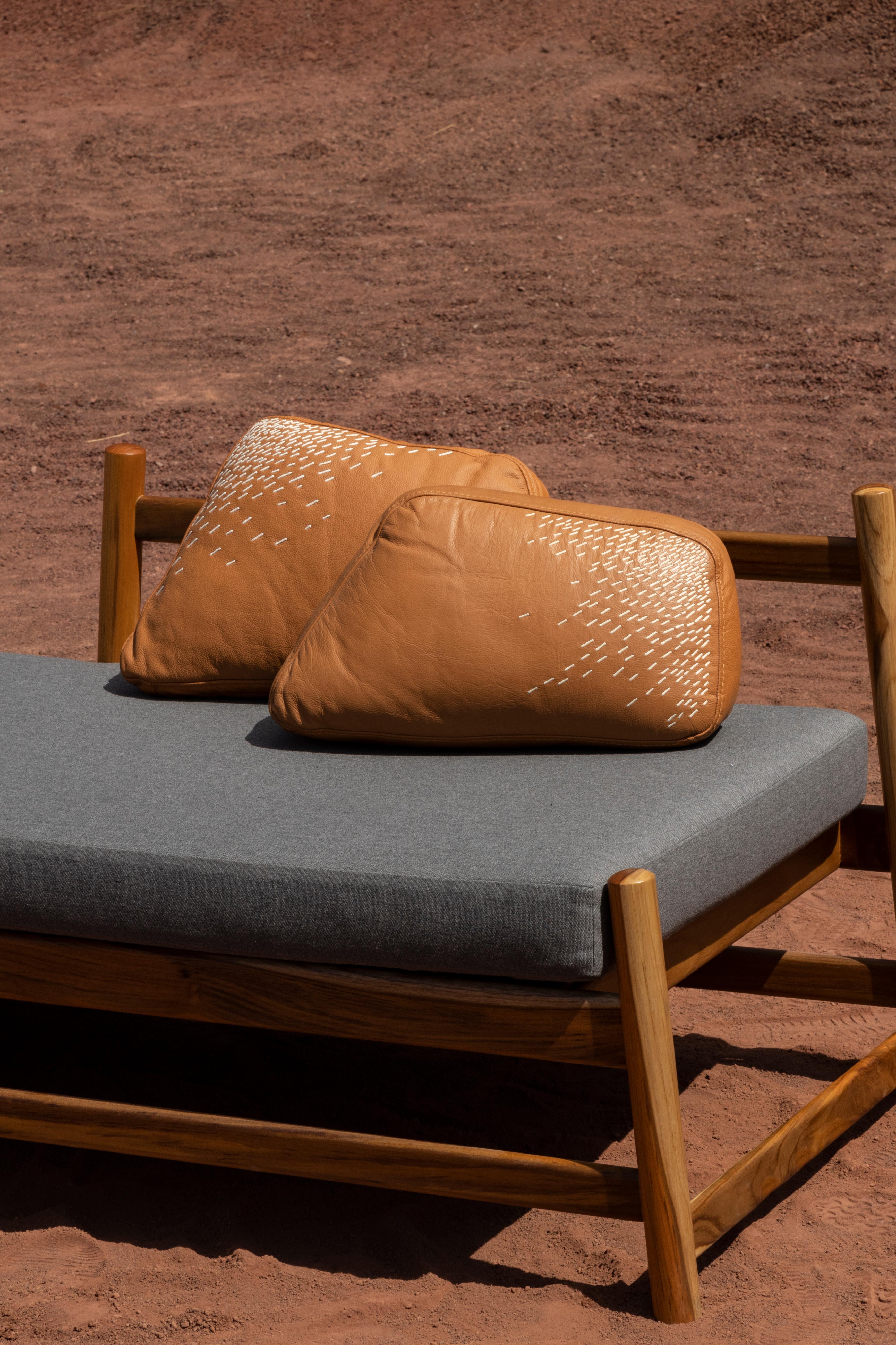 Contemporary Pita Cushion Medium, Cayenne Leather For Sale