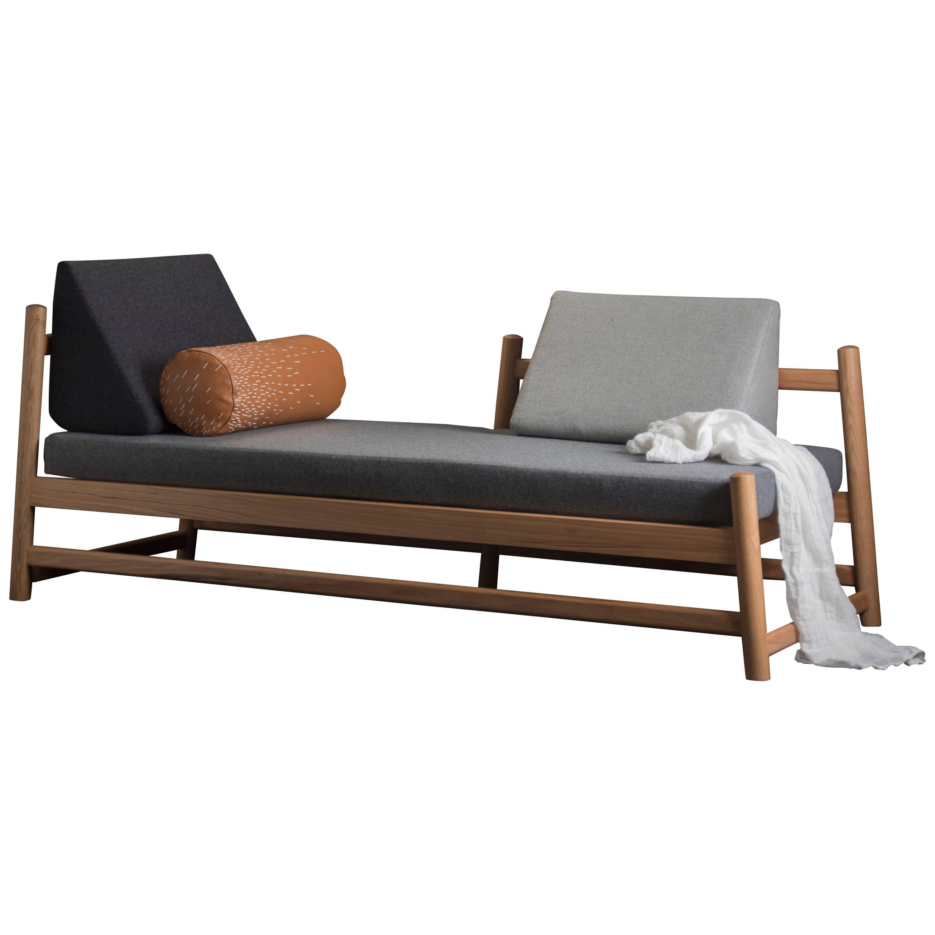 Pita Daybed, Oak Wood and Leather For Sale