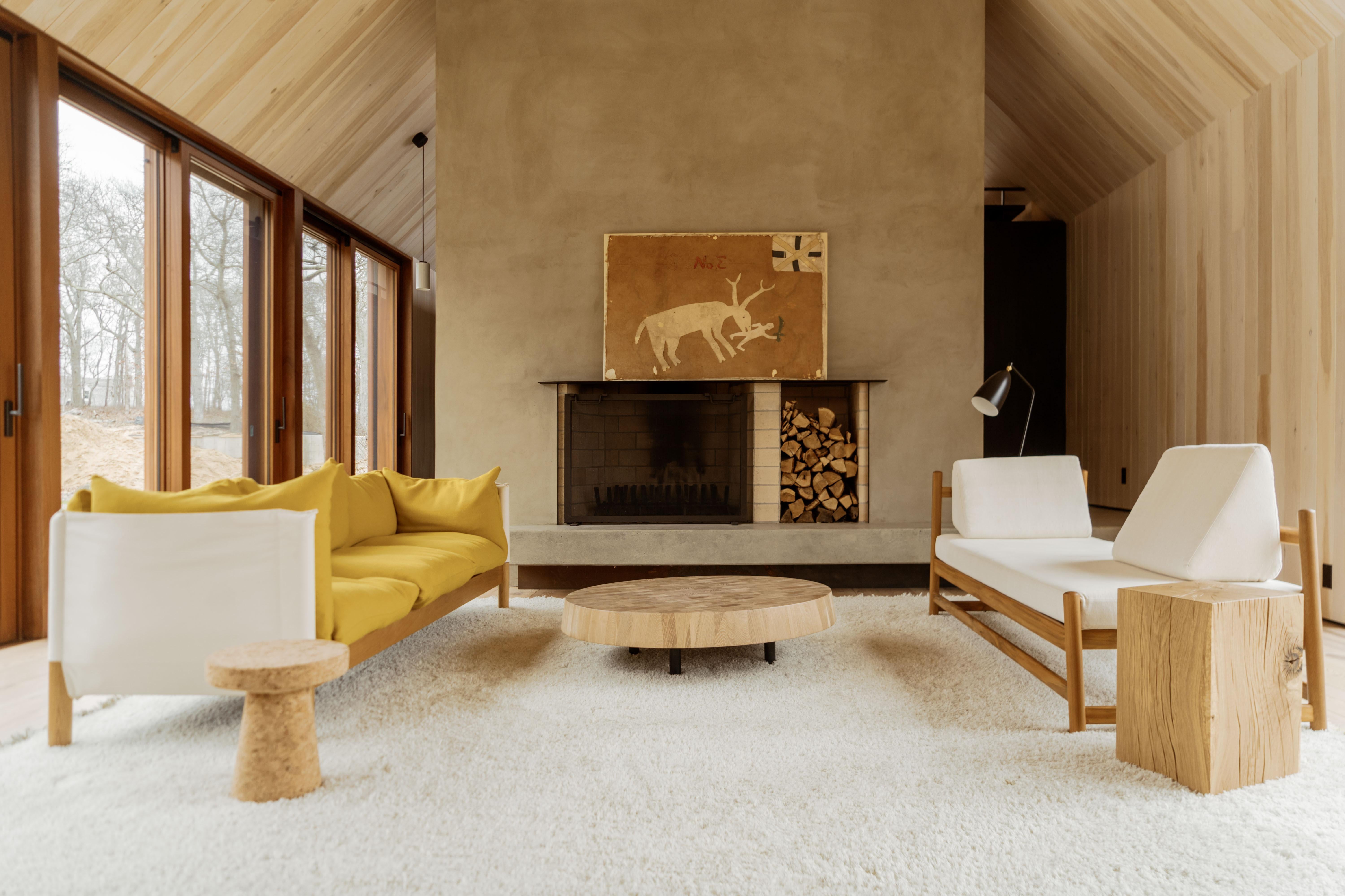 Lettino da giorno Pita Outdoors, legno di teak e denim bianco sporco in vendita 1