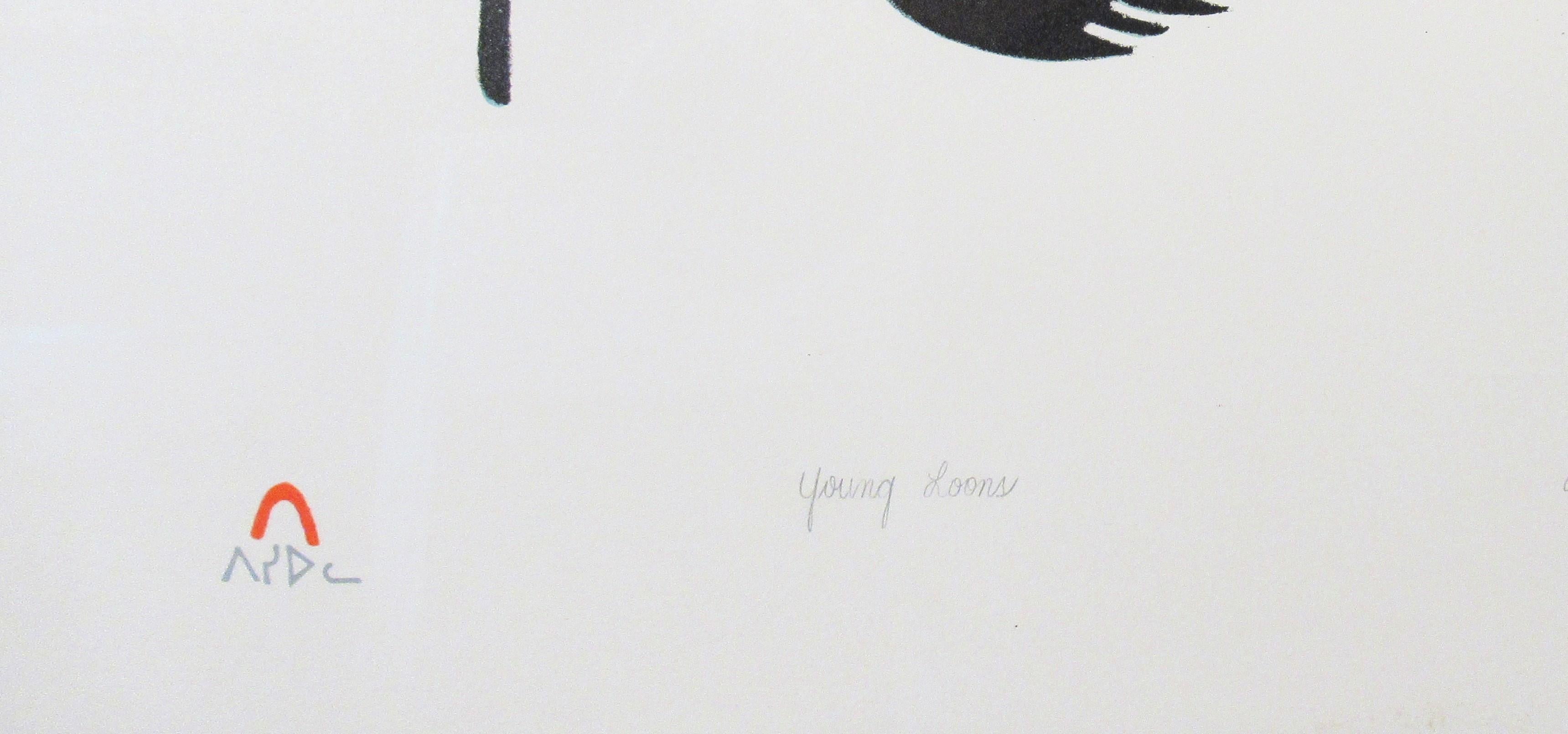 Jeunes Loons, très grande lithographie originale en couleur en vente 3
