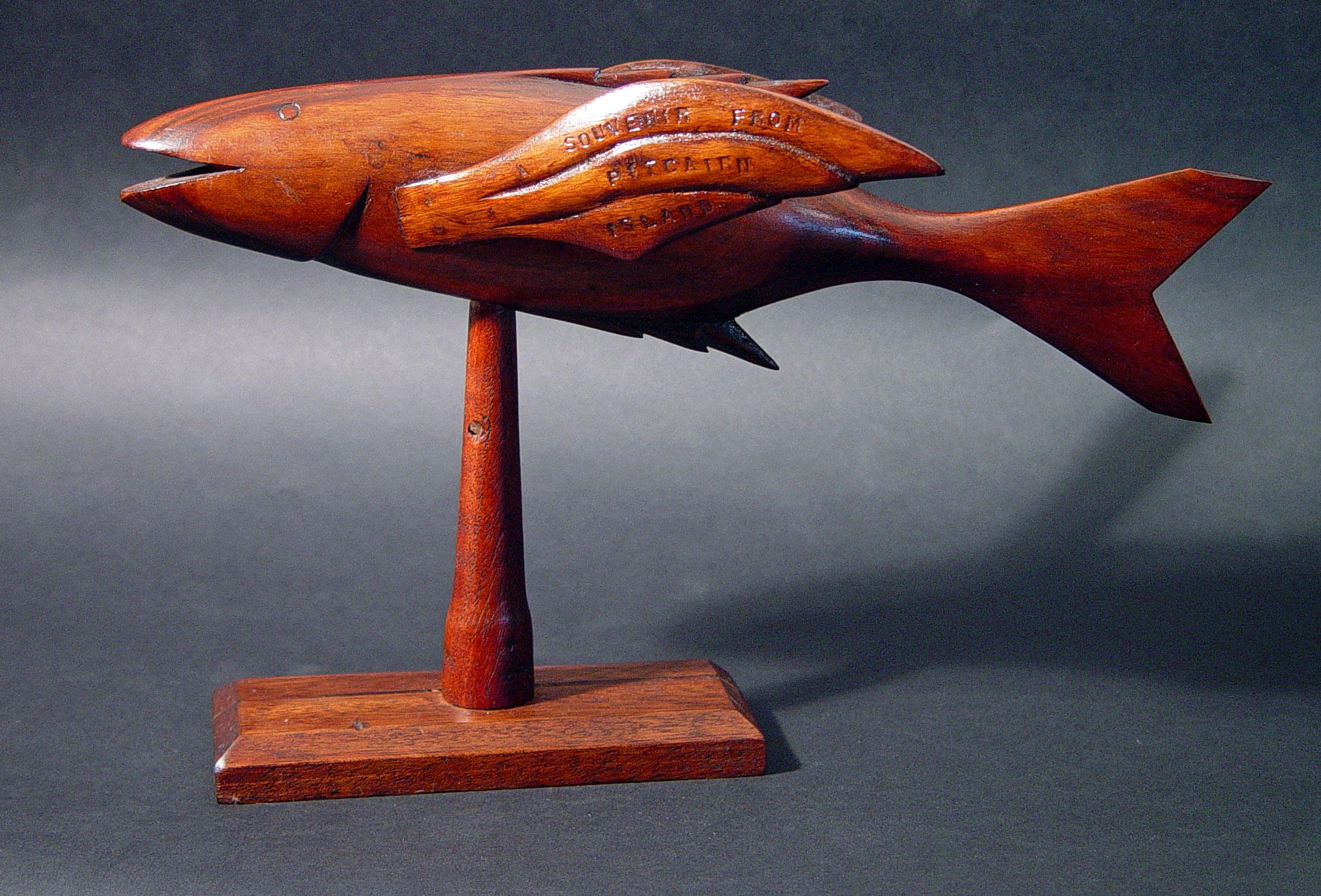 Folk Art Pitcairn Island Wood Carving of a Flying Fish
