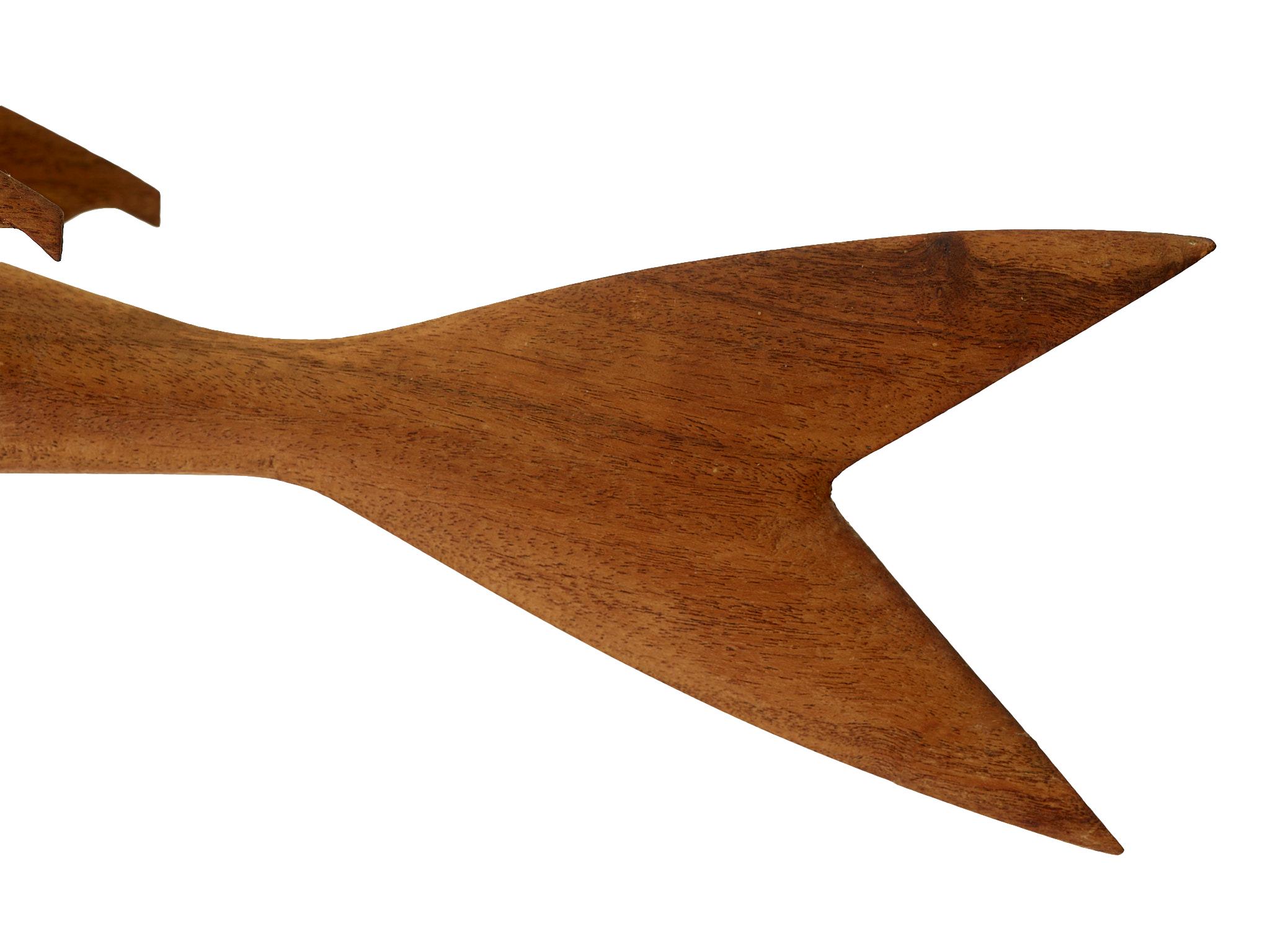 Early 20th Century Pitcairn Islands carved wooden flying fish For Sale