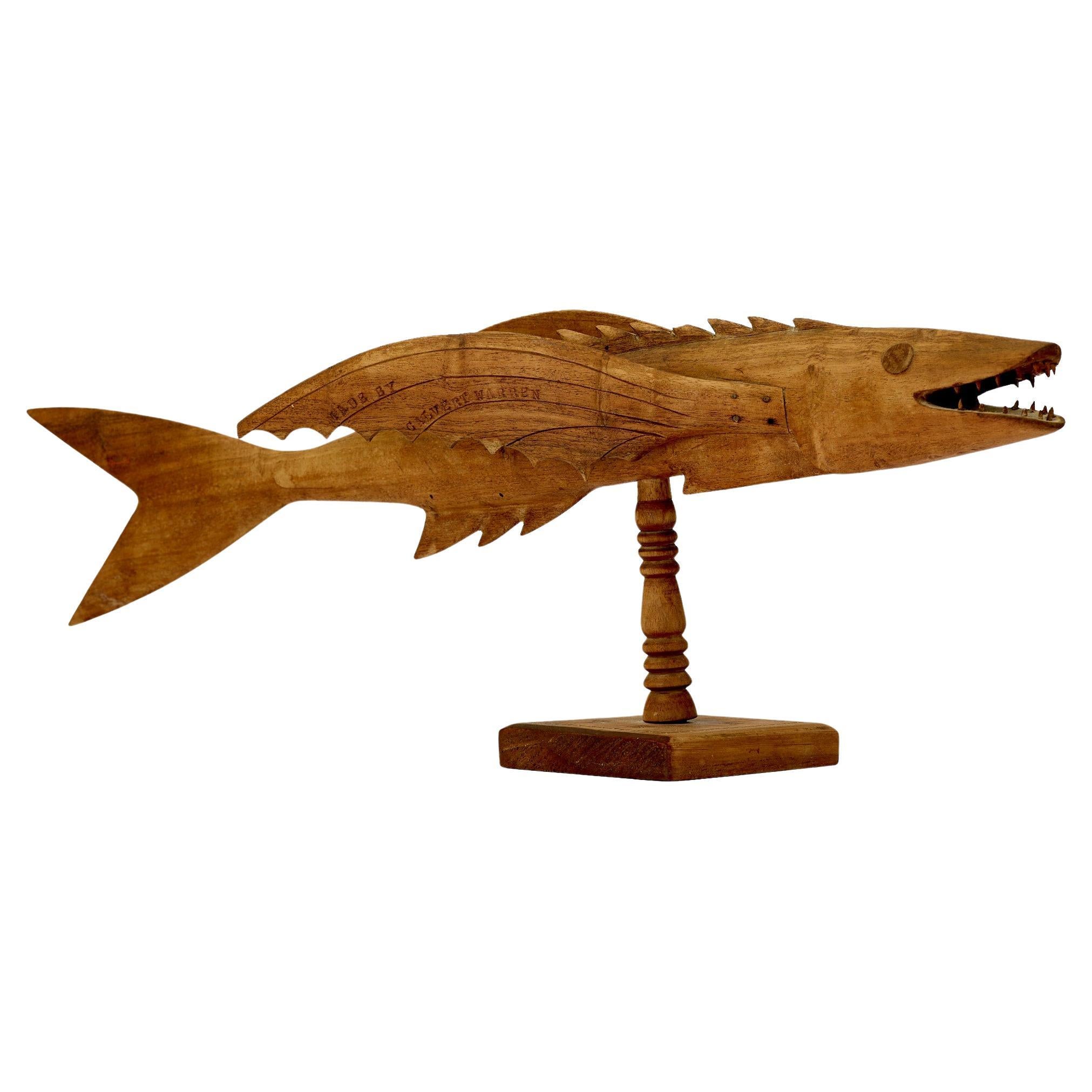 Pitcairn Islands carved wooden flying fish For Sale