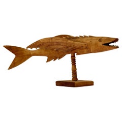 Antique Pitcairn Islands carved wooden flying fish
