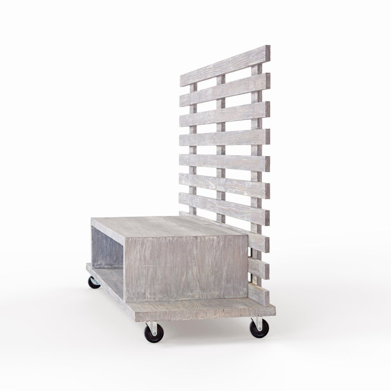 Pitch Pine GreyStained Rustic Outdoor Tv Unit on Wheels For Sale at