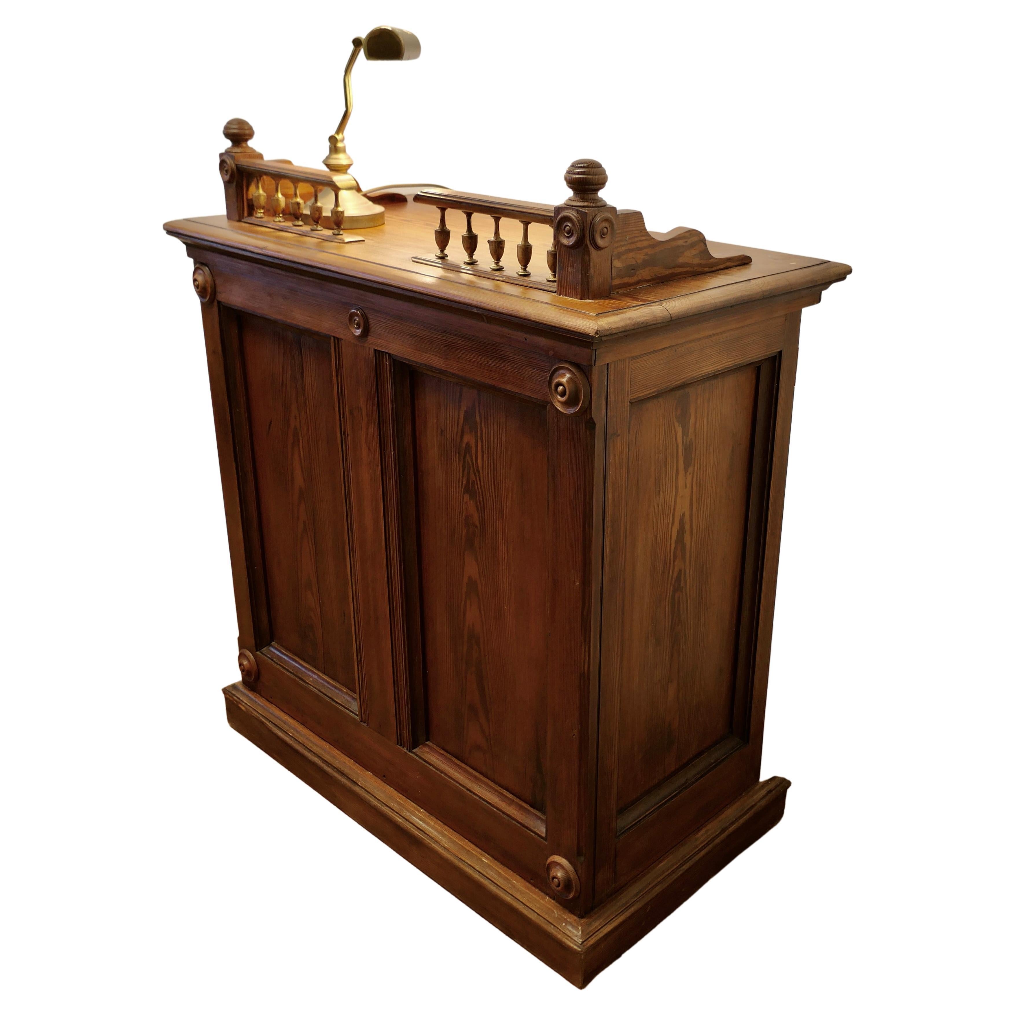 Pitch Pine Hotel Restaurant Reception Hostess Greeting Station  For Sale