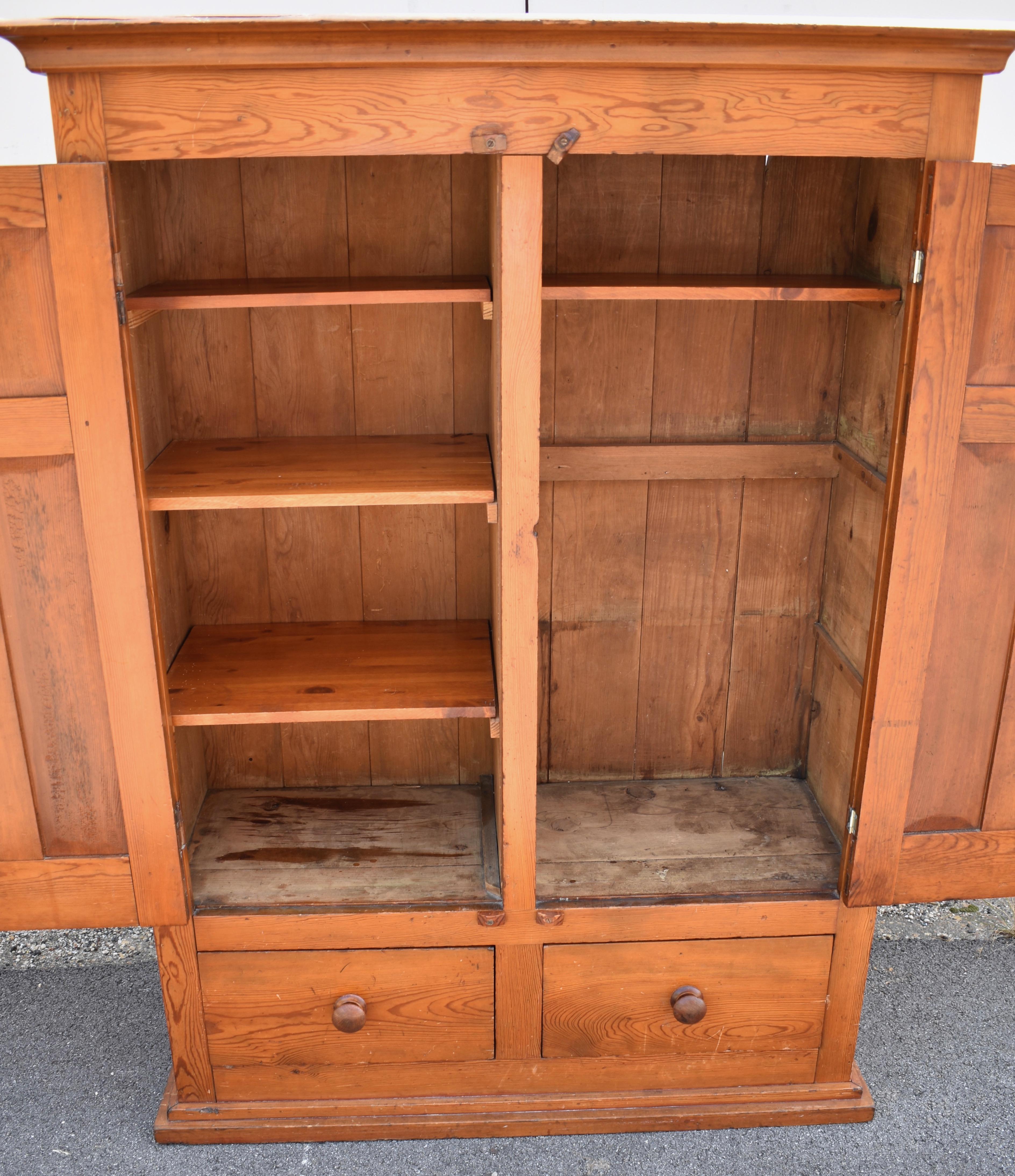 Pitch Pine Two Door Linen Cupboard For Sale 1