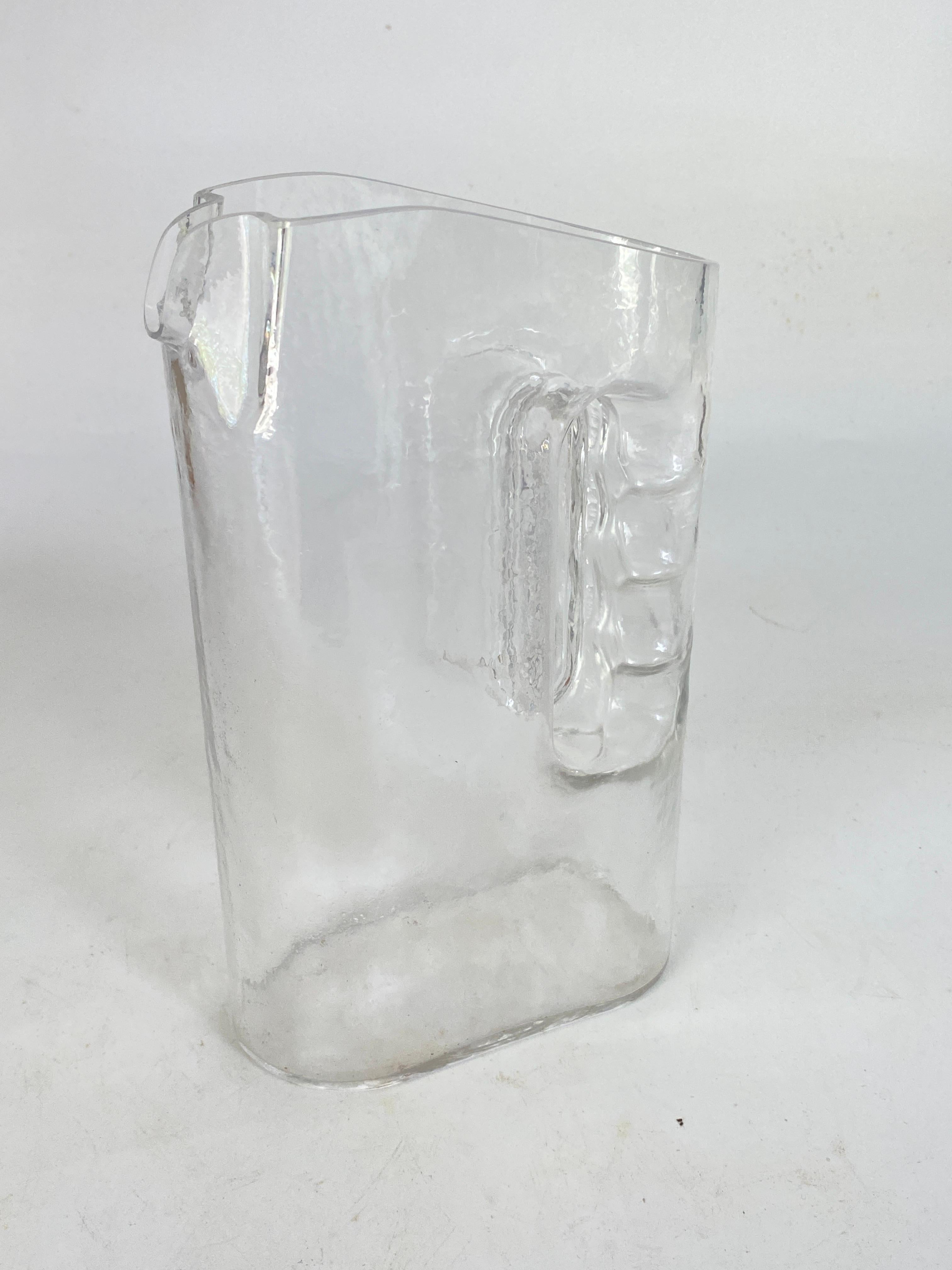 Carved Pitcher and  Glasses in Art glass in transparent Color Autria 1969 Seven Pieces  For Sale