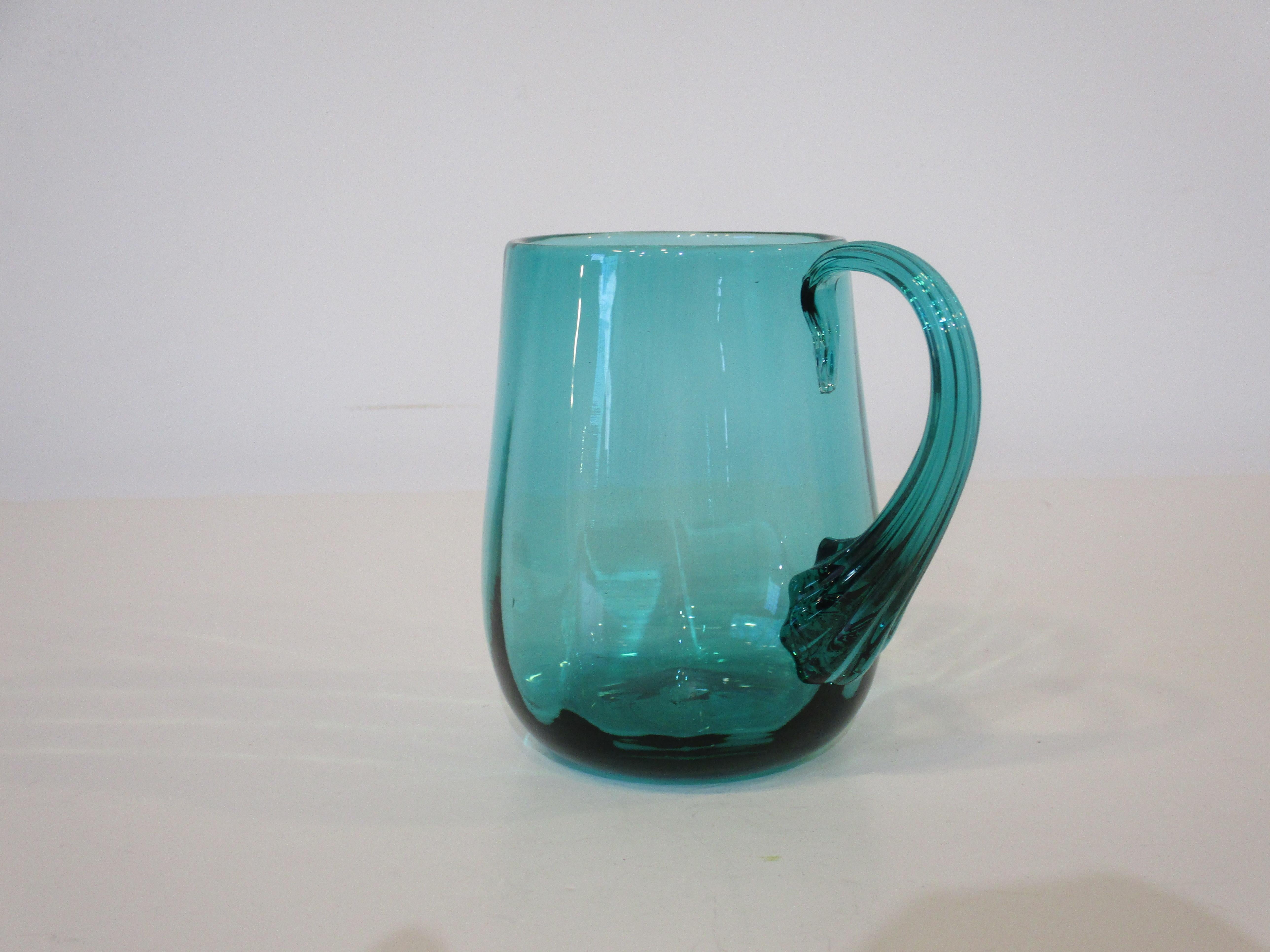 American Pitcher and Mug Set by Wayne Husted for Blenko Glass  For Sale