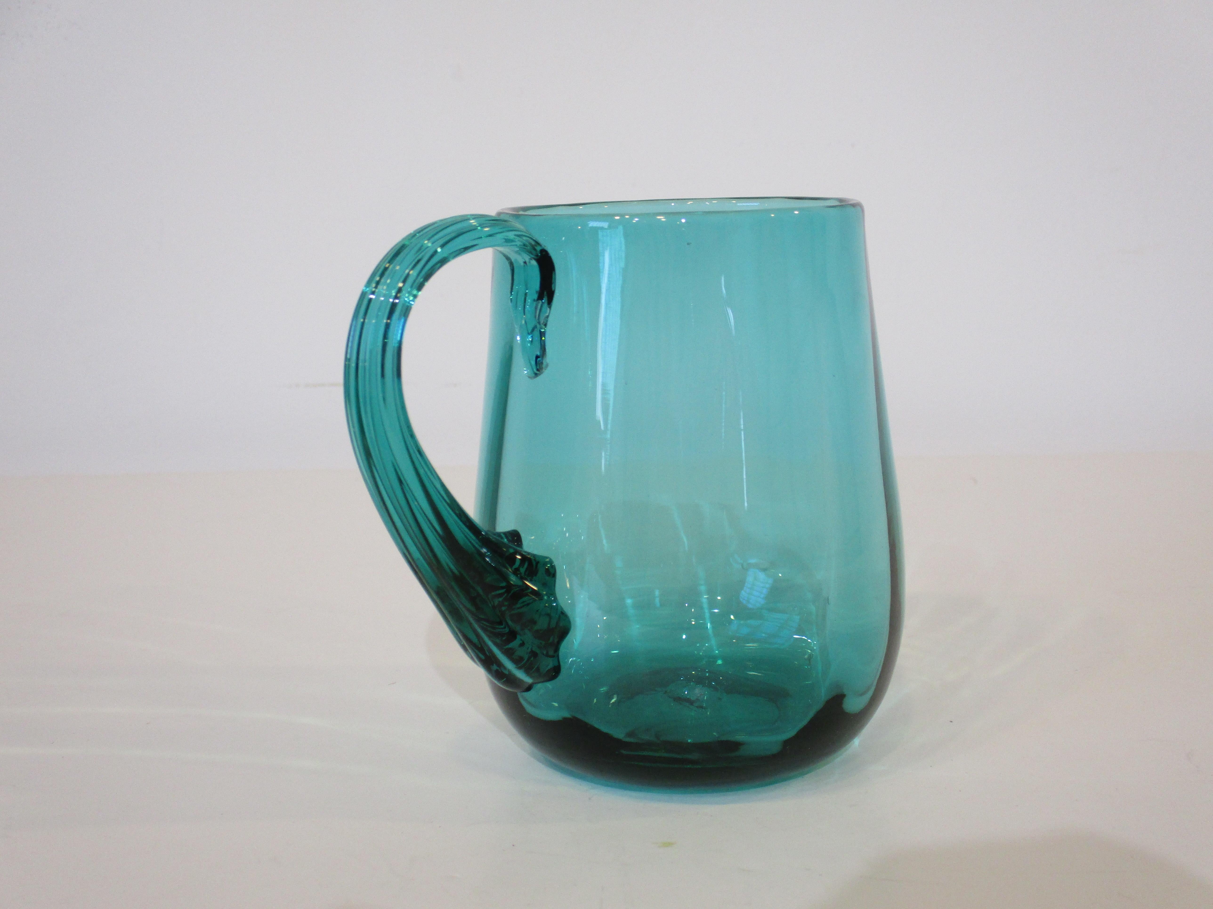 Pitcher and Mug Set by Wayne Husted for Blenko Glass  In Good Condition For Sale In Cincinnati, OH
