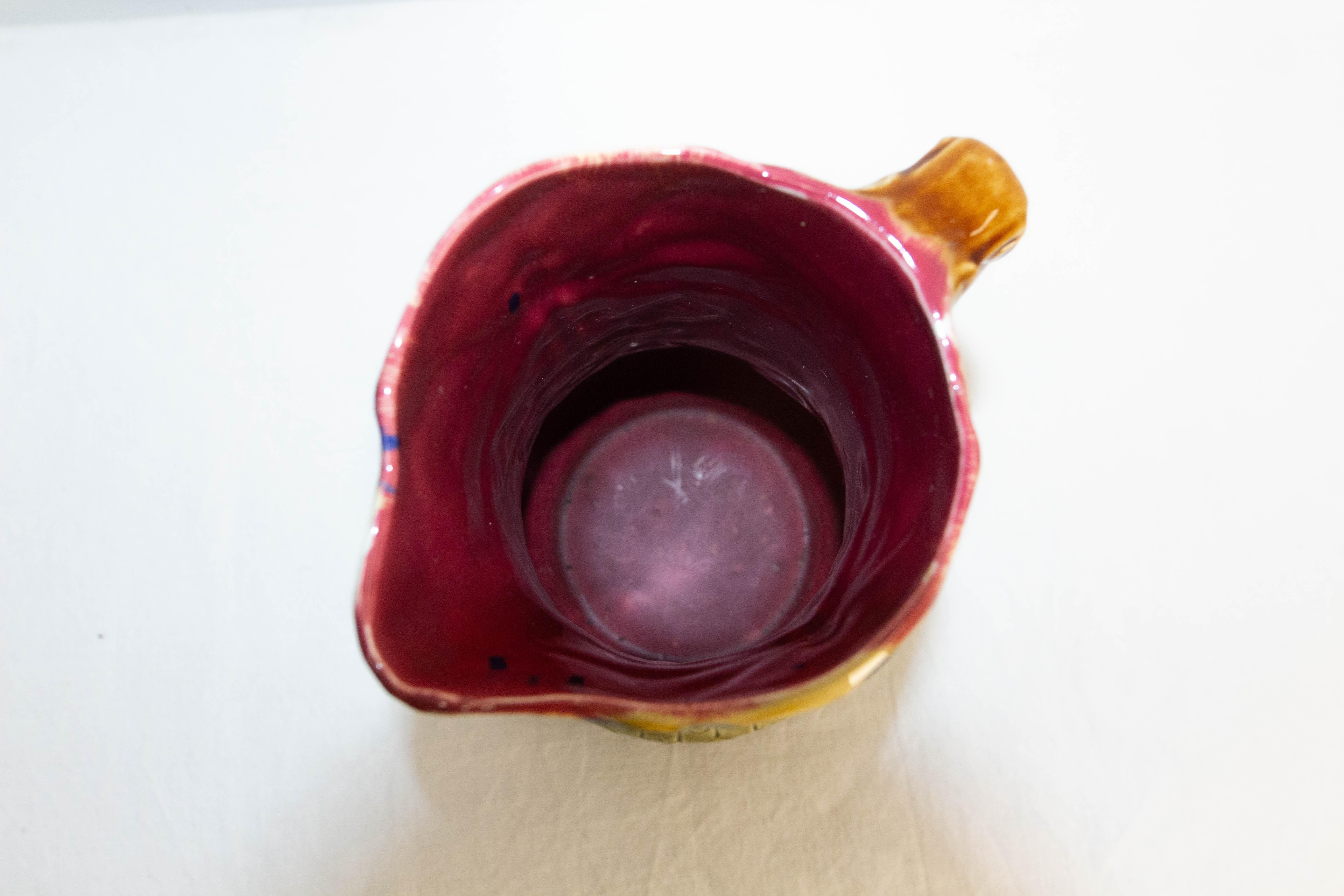 Pitcher Art Nouveau Onnaing Barbotine, Early 20th Century For Sale 2