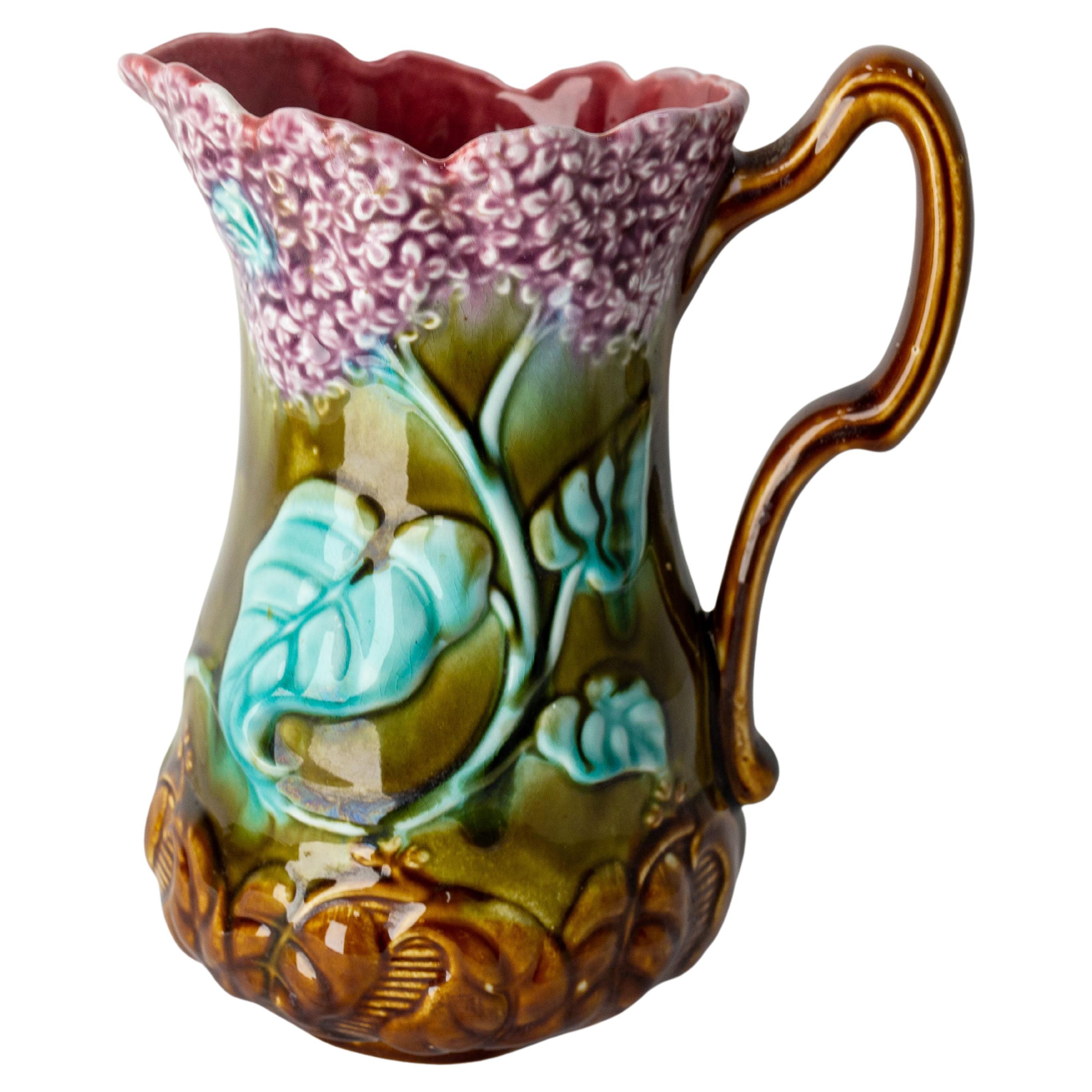 Pitcher Art Nouveau Onnaing Barbotine, Early 20th Century For Sale