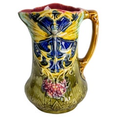 Brocca Art Nouveau Onnaing Barbotine, inizio XX secolo