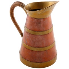 Vintage Pitcher Brass Copper Cane, 1960