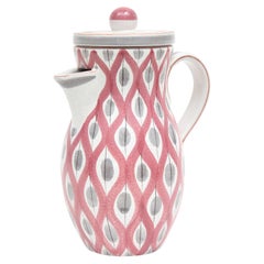 Pitcher by Stig Lindberg, Scandinavian, Midcentury, C 1950, Red, Gray and White