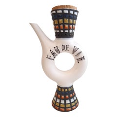 Pitcher "Eau De Vie" in Ceramic by Roger Capron, Vallauris France, 1960s