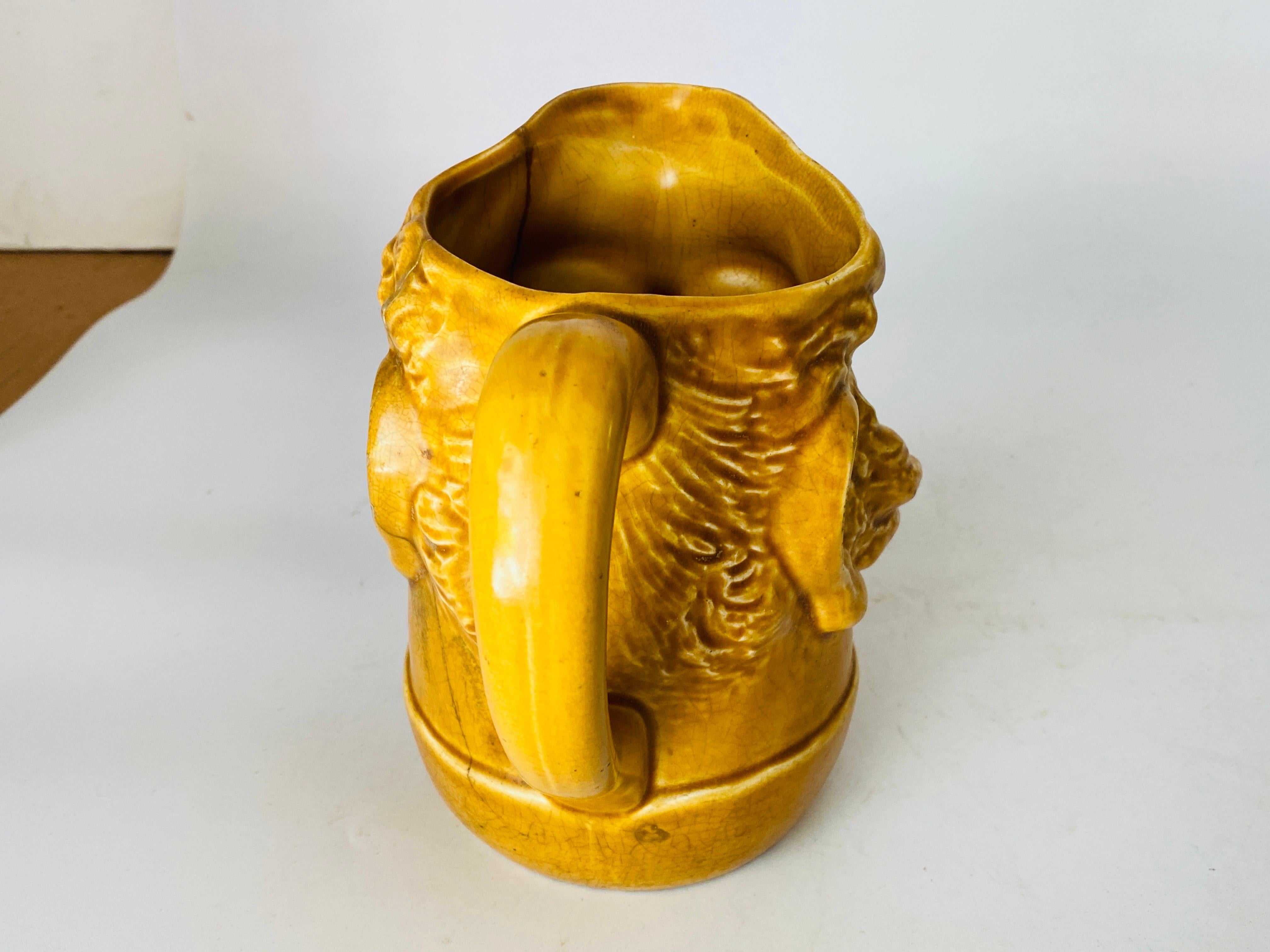 Pitcher in Ceramic from France Yellow Color Shape Man Face France 1970 For Sale 1