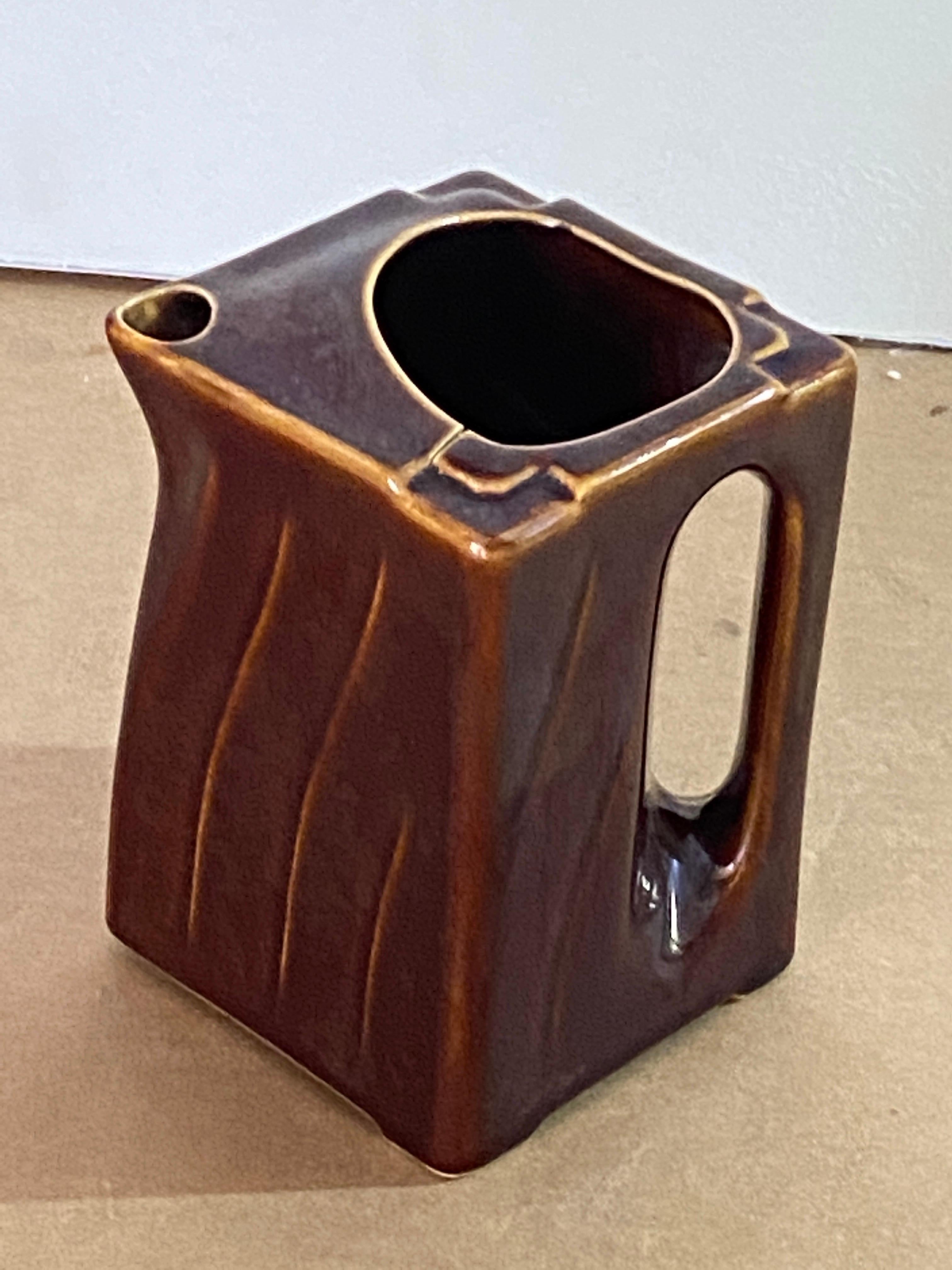 Mid-Century Modern Pitcher in Ceramic from Vallauris, Brown Color, Original Shape, Francec 1970 For Sale