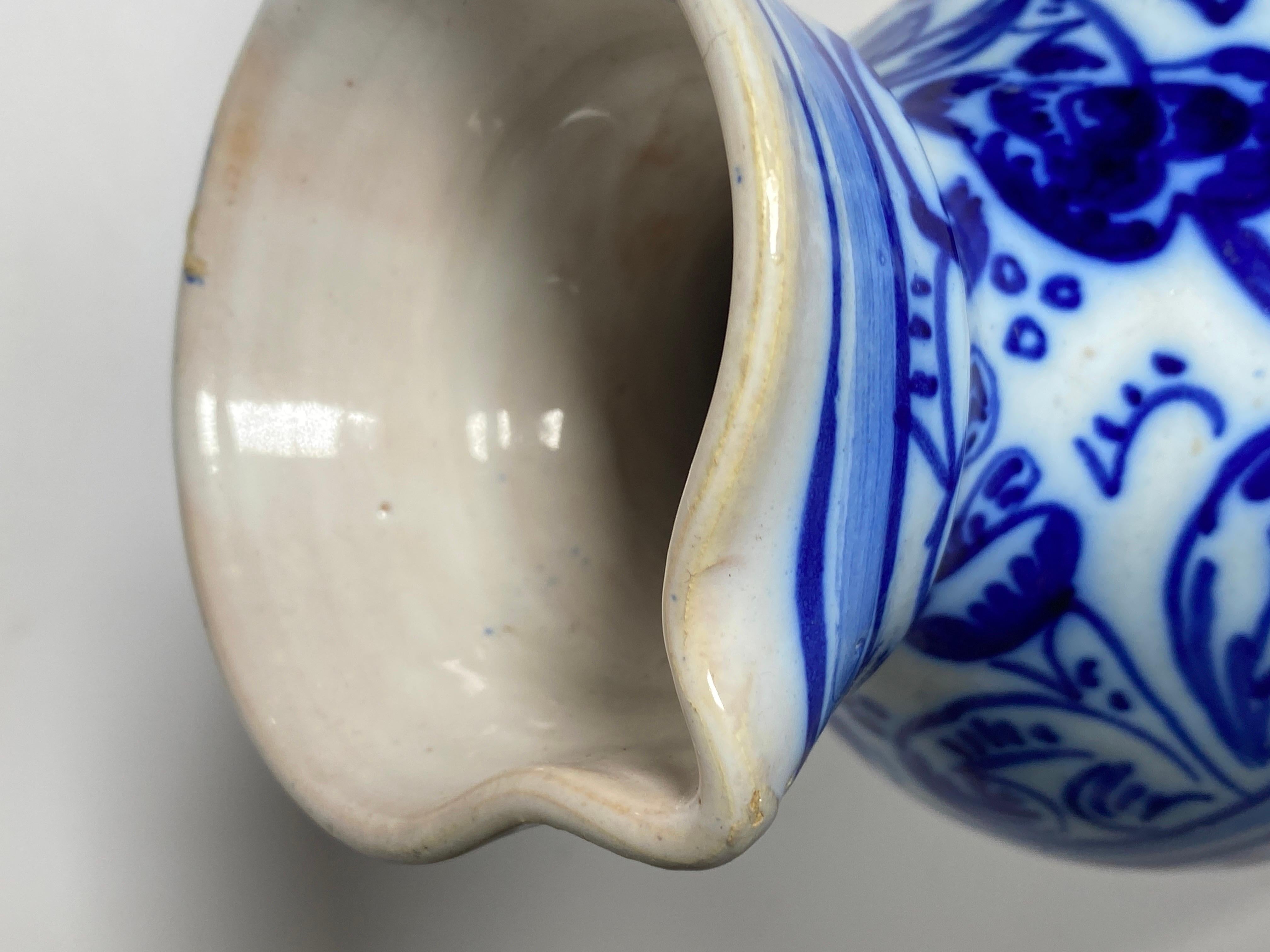 Pitcher in Faience, White and Blue Color, circa 1960 Netherlands For Sale 2