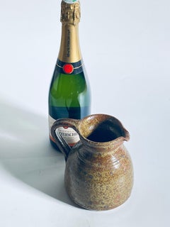 Pichet ou pichet en céramique grès, couleur marron, France 1960, vieille patine