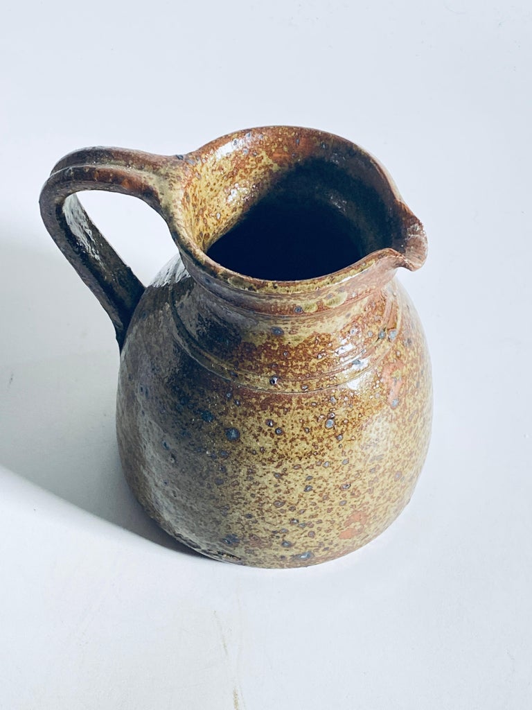 Pitcher or Jug in Stoneware Ceramic, Brown Color, France 1960, Old