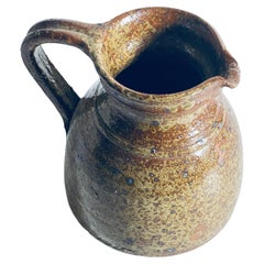 Pitcher or Jug in Stoneware Ceramic, Brown Color, France 1960, Old Patina