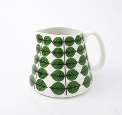 Pitcher Porcelain Stig Lindberg, Gustavsberg, Sweden, Berså / Bersa Green Leafs
