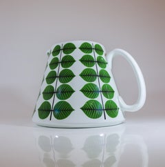 Pitcher Porcelain Stig Lindberg, Gustavsberg, Sweden, Berså / Bersa Green Leafs
