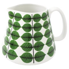 Pitcher Porcelain Stig Lindberg, Gustavsberg, Sweden, Berså / Bersa Green Leafs