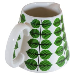 Pitcher Porcelain Stig Lindberg, Gustavsberg, Sweden, Berså / Bersa Green Leafs